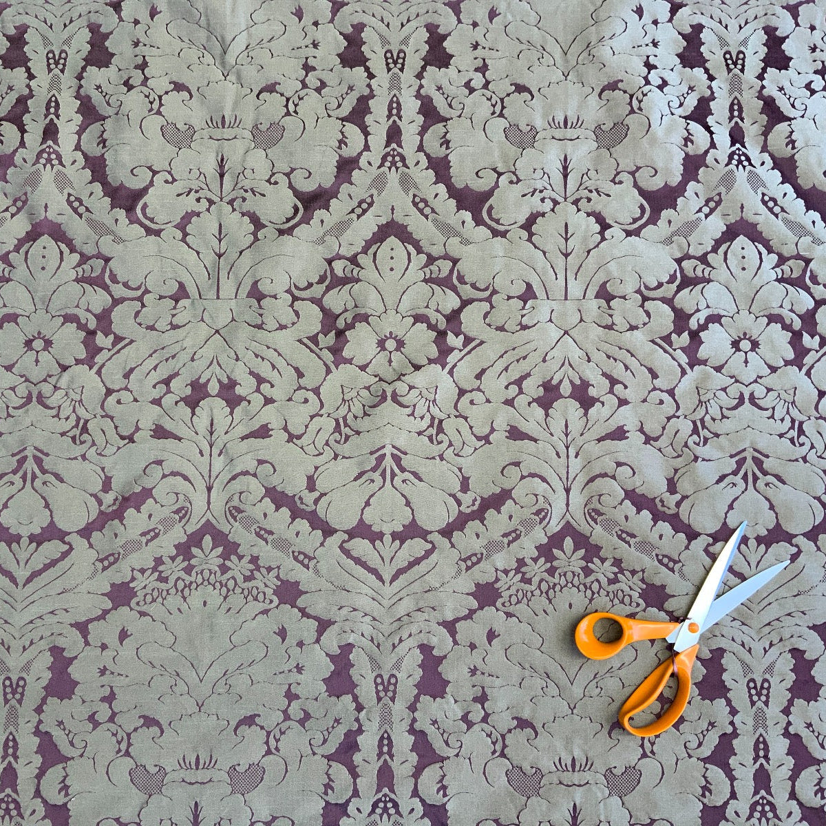 Dutch Damask Plum Gold T455 fabric scale