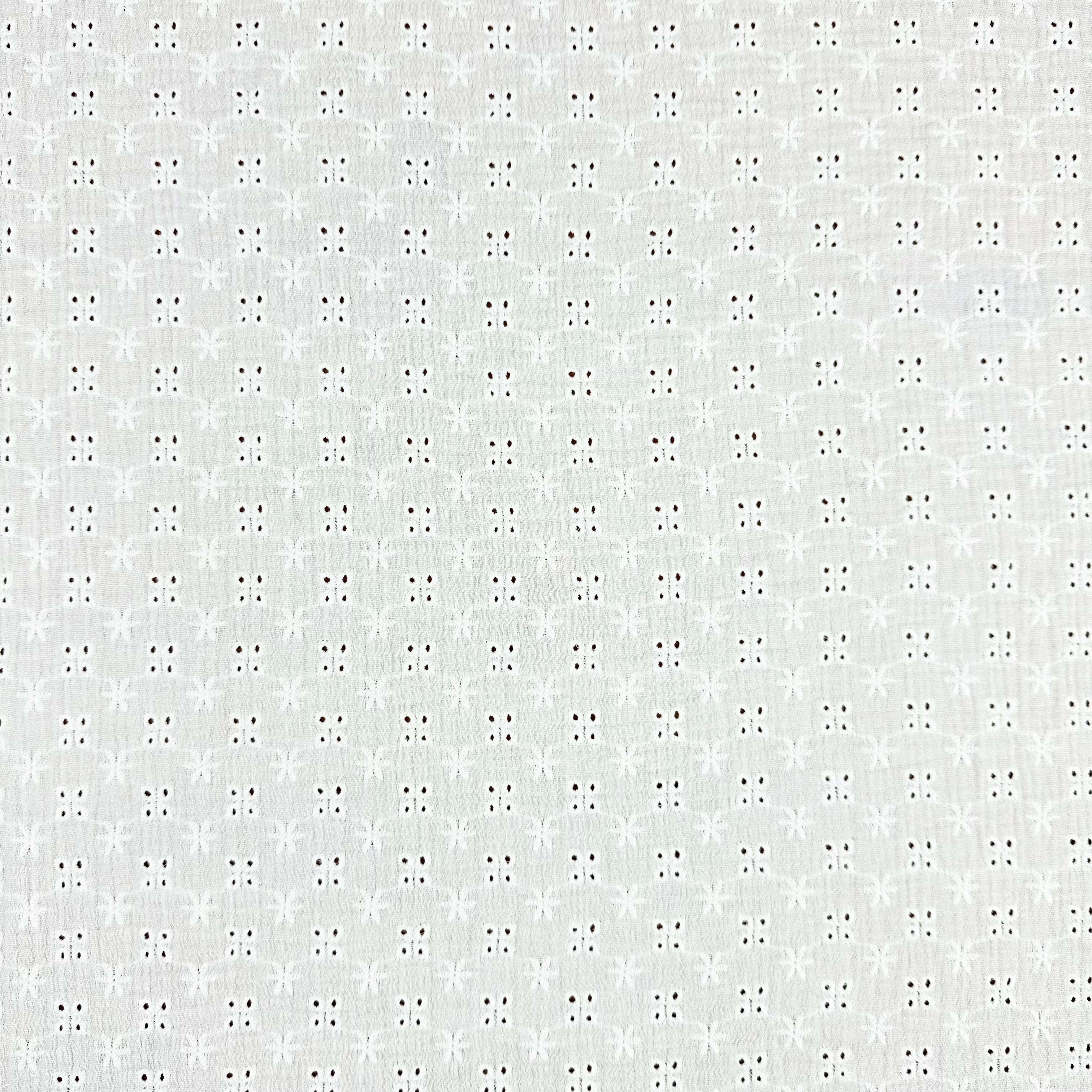 Embroidered Floral Double Muslin White T567 Fabric