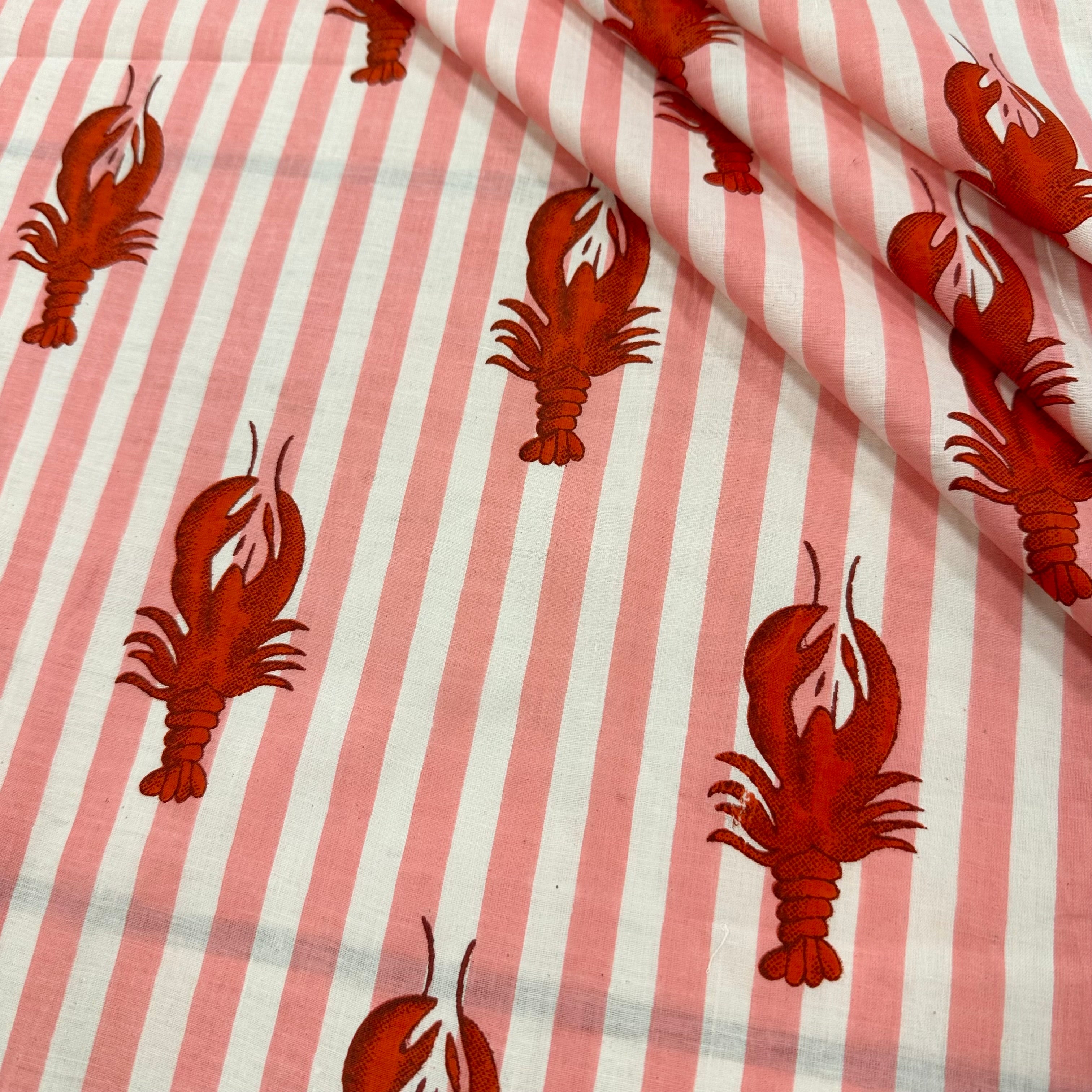 Lobster Stripe Indian Print Pink Tex Ex 2959