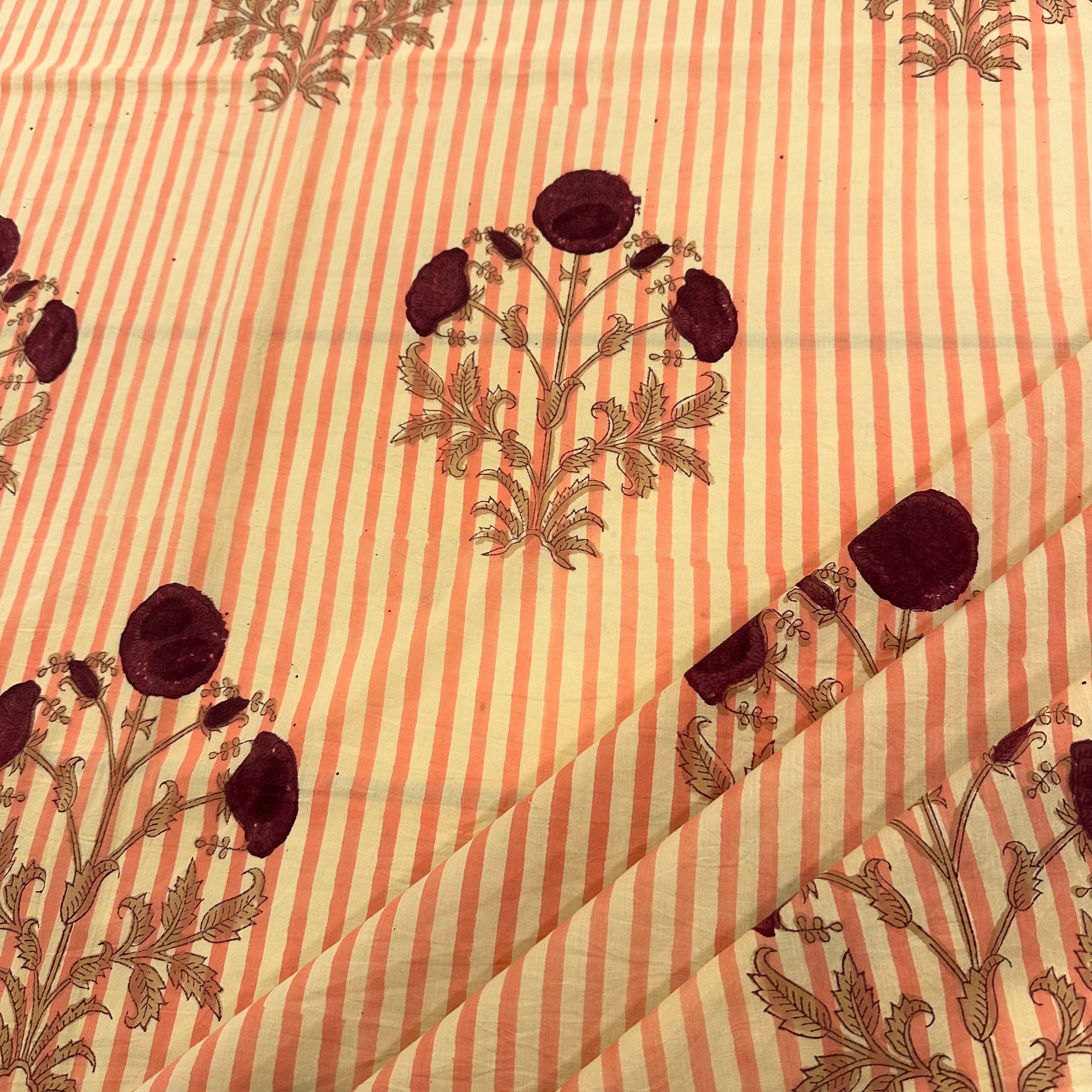 Kashi Floral Stripe Block Print Antique Tex Ex 2962