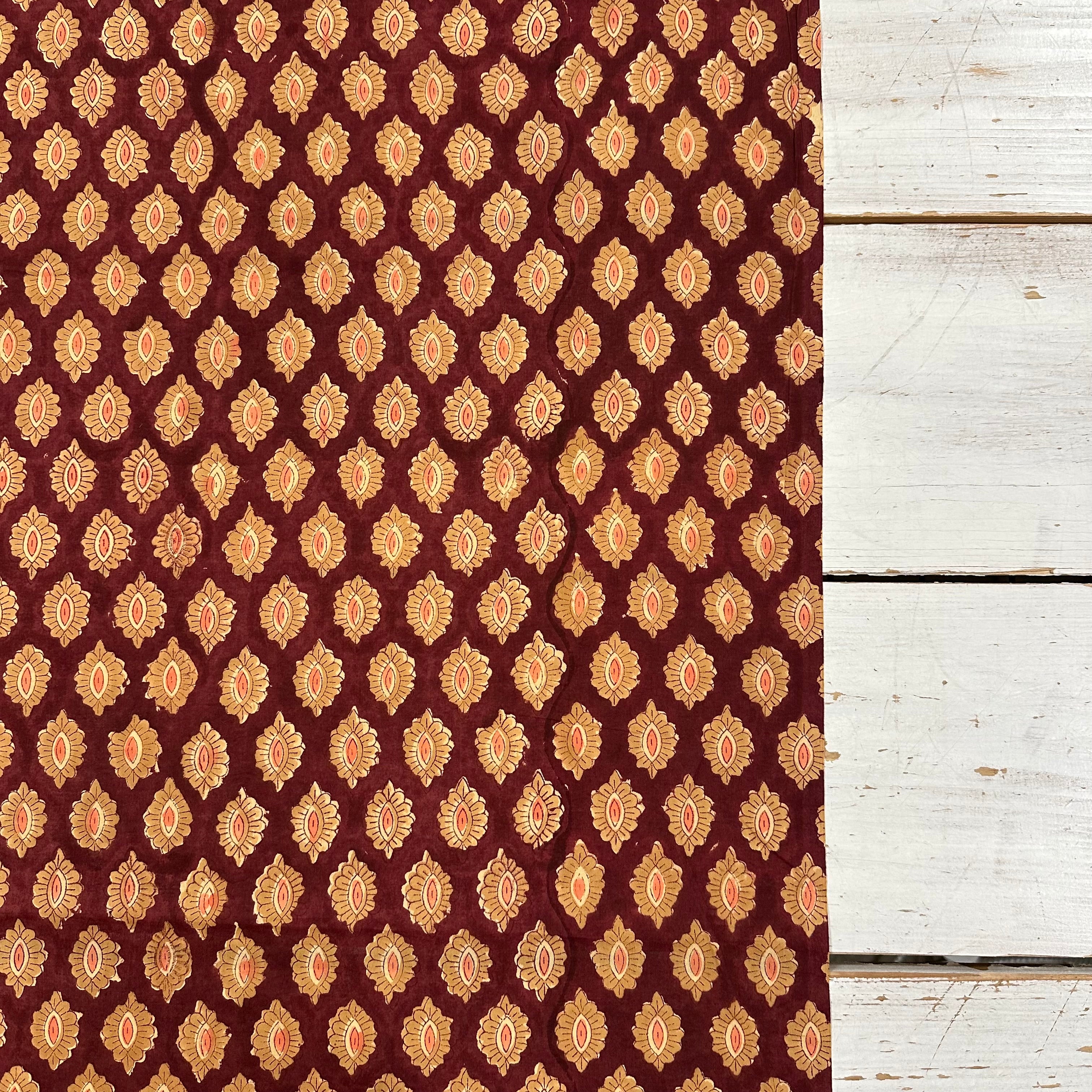 Banaras Motif Block Print Burgundy Tex Ex 2963