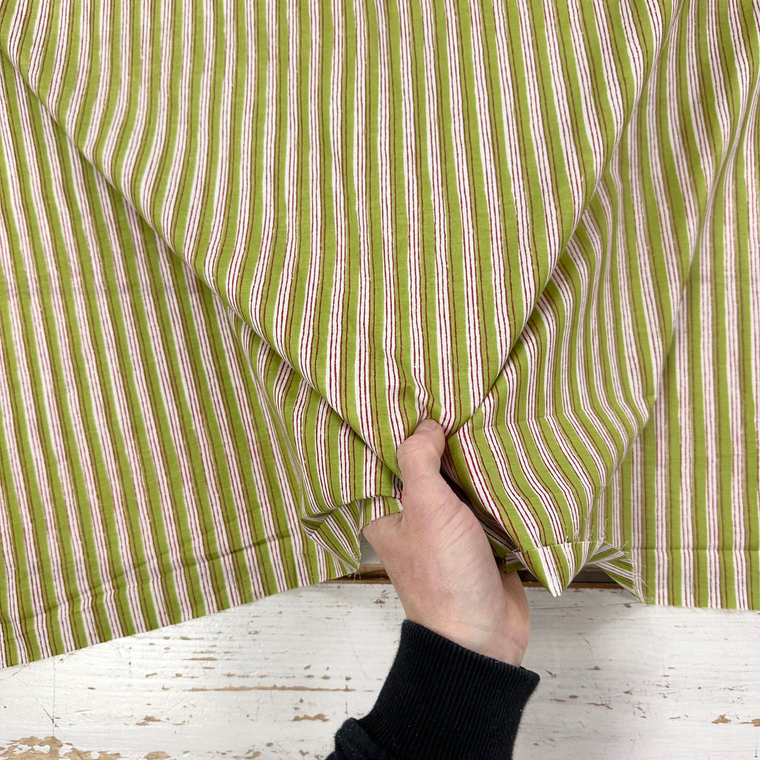 Hand Drawn Stripe Indian Print Lime Tex Ex 2957