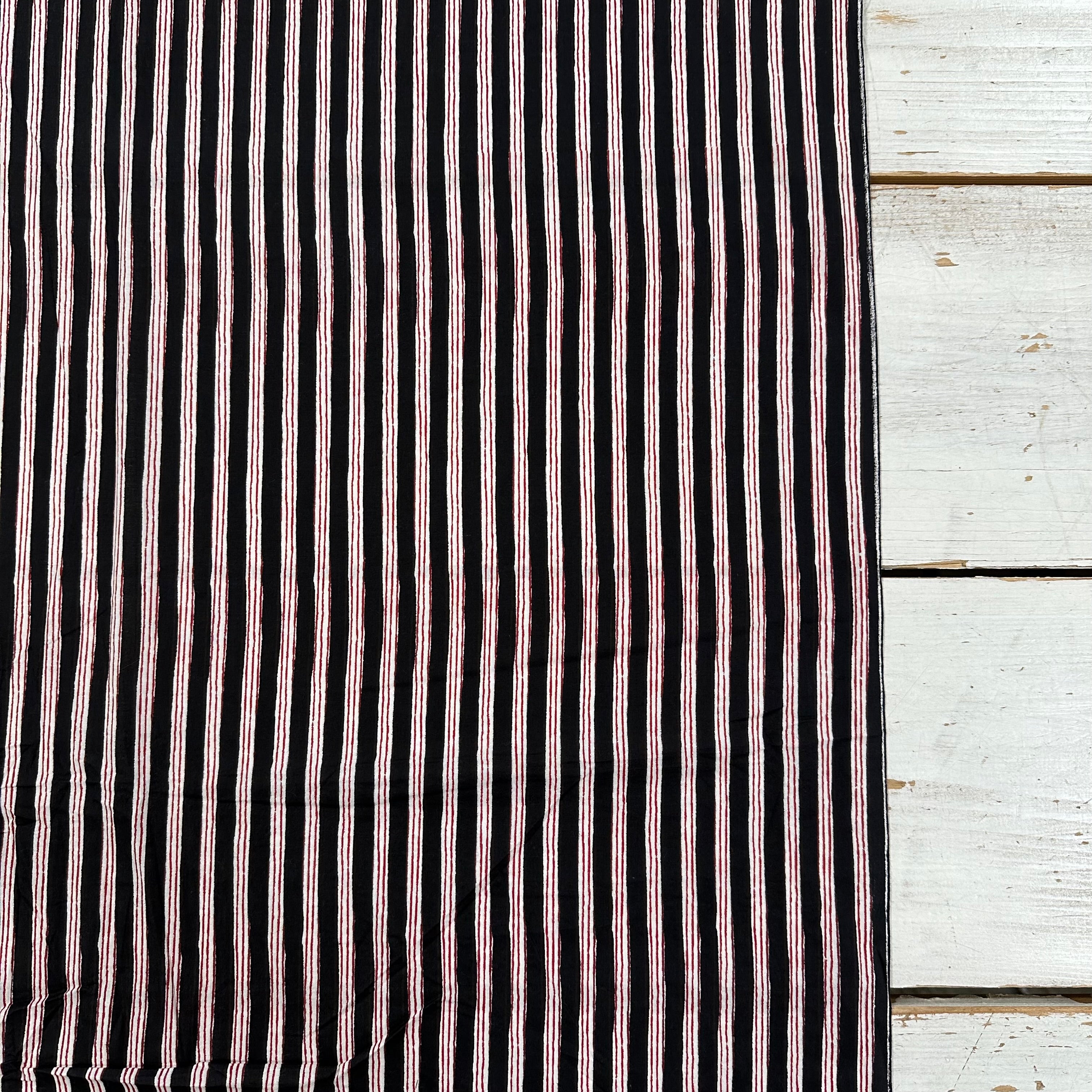 Hand Drawn Stripe Indian Print Black Tex Ex 2956