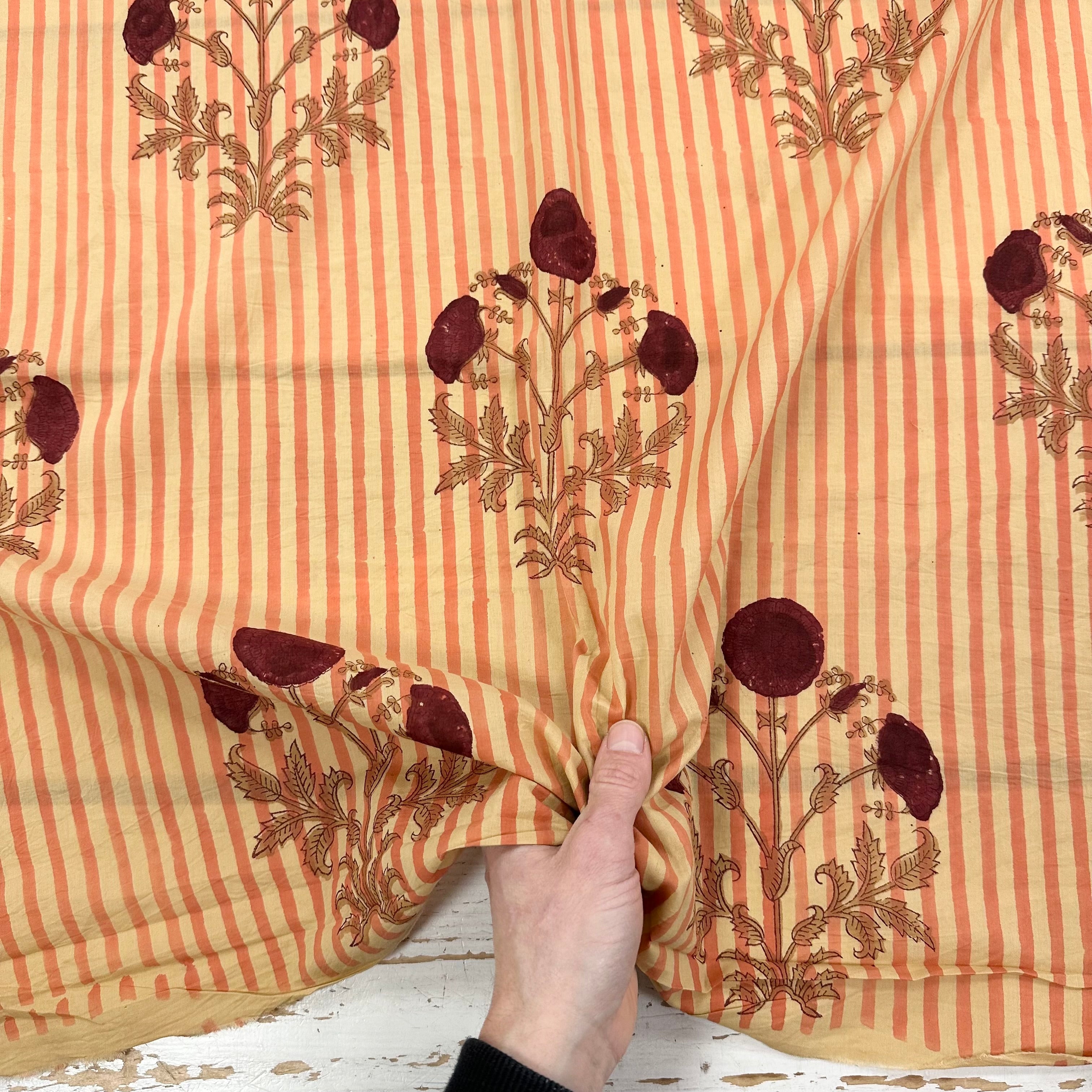 Kashi Floral Stripe Block Print Antique Tex Ex 2962