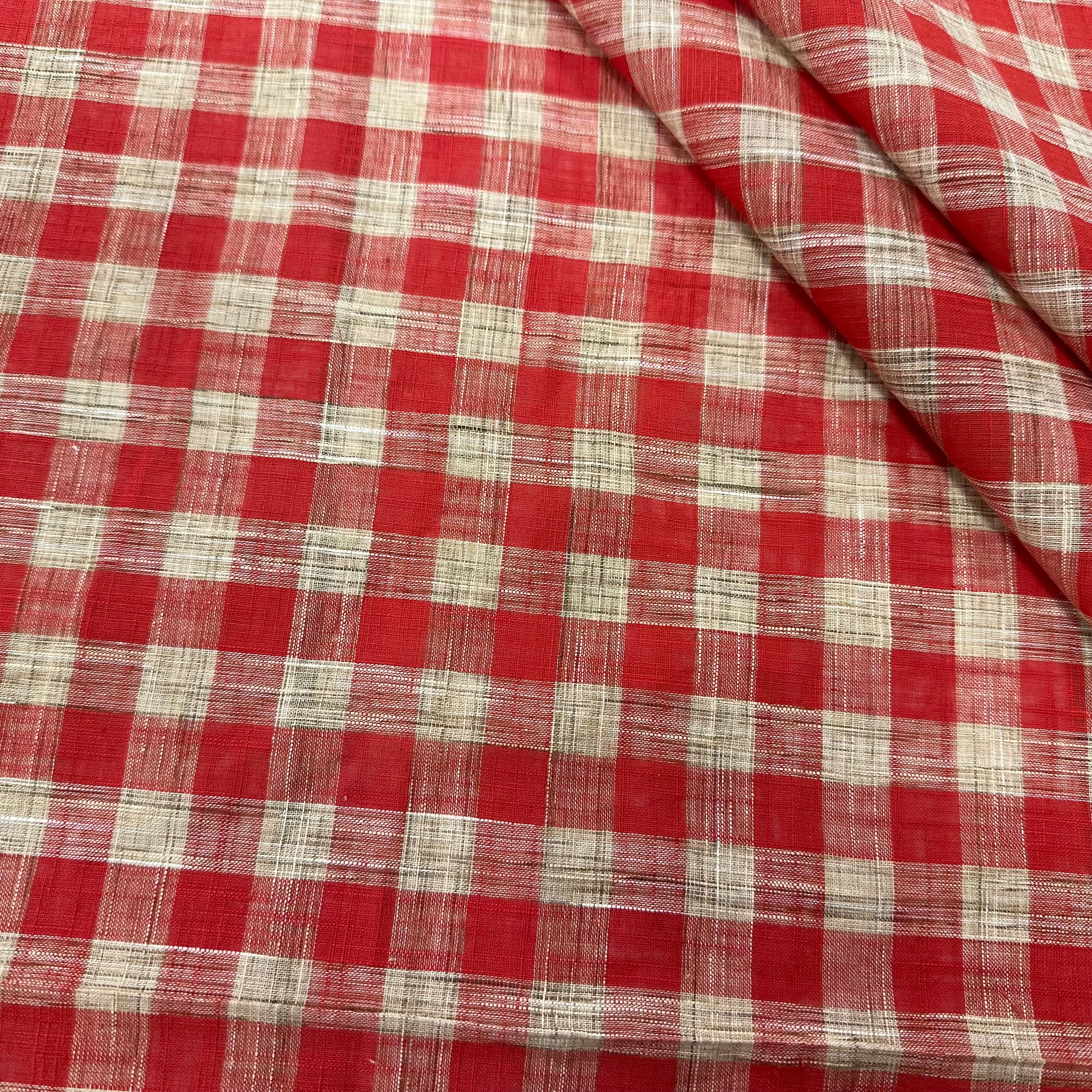 Woven Red Natural Slub gingham Tex Ex 2976