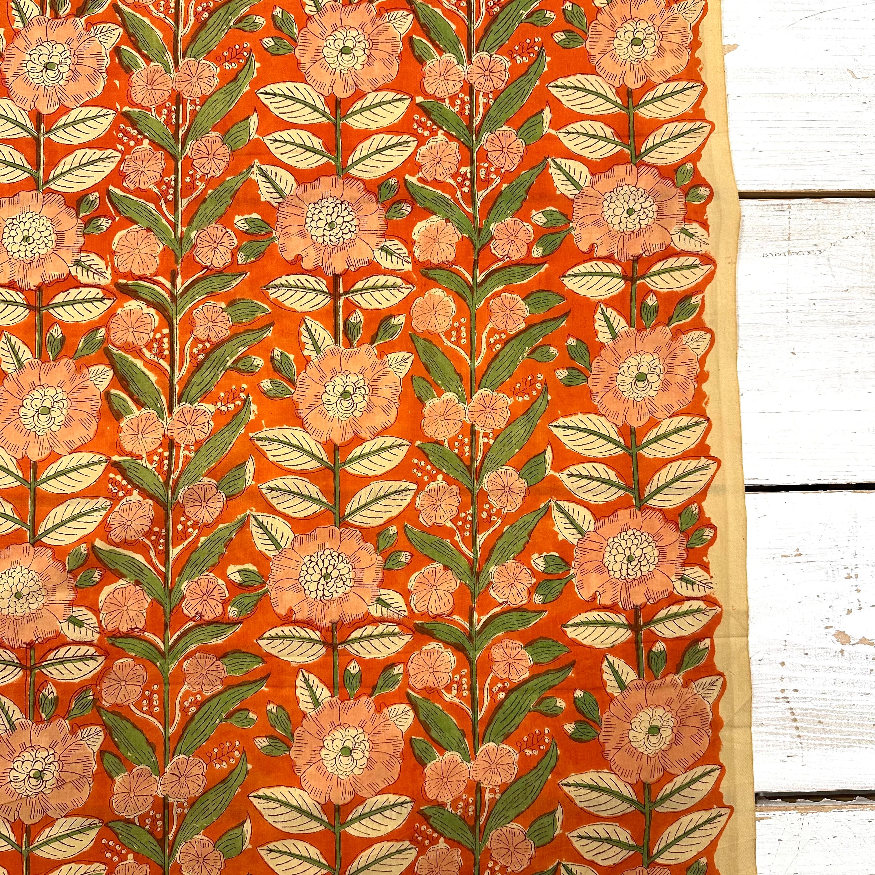 Madurai Flower Block Print Orange Tex Ex 2974