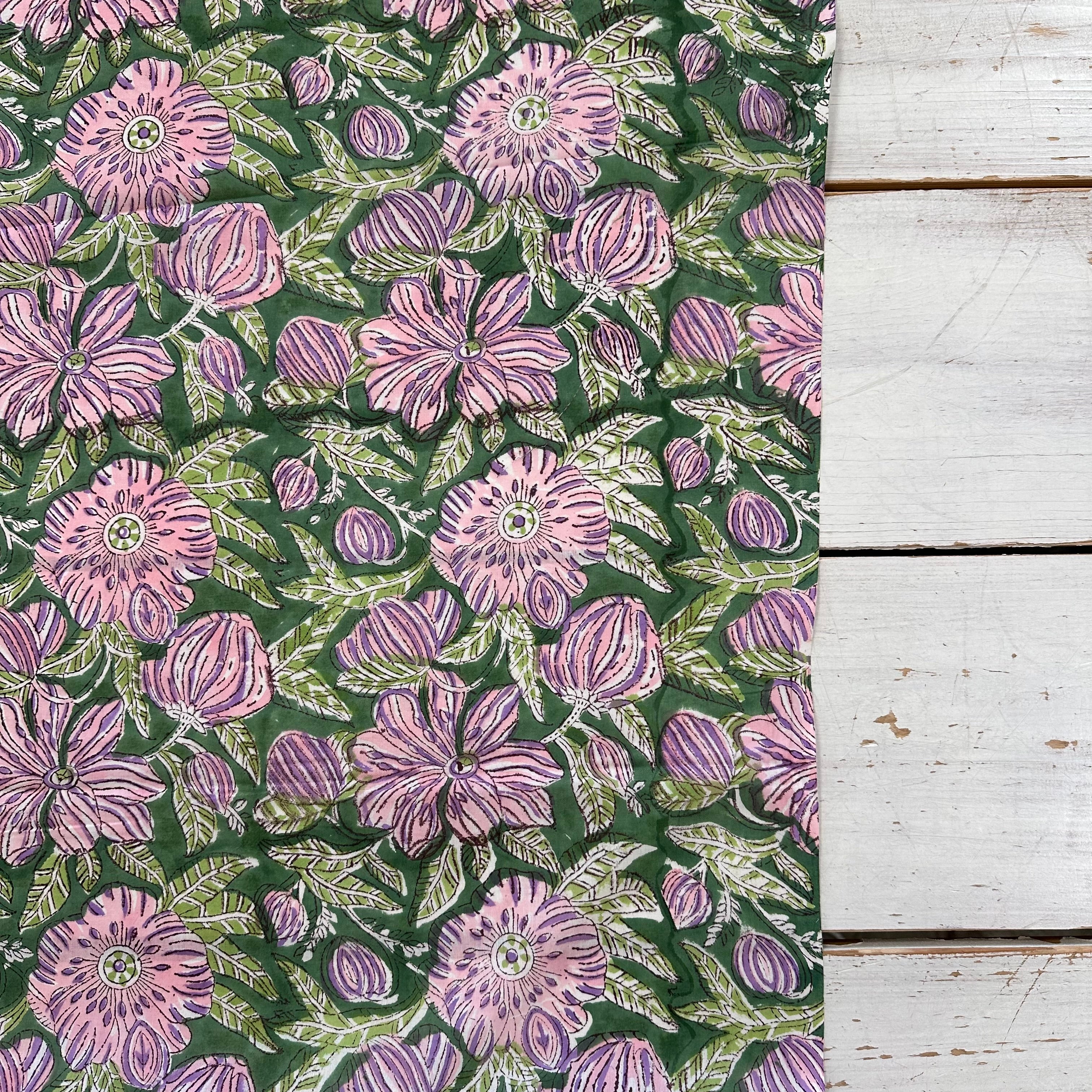 Trailing Lotus Block Print Green Tex Ex 2967