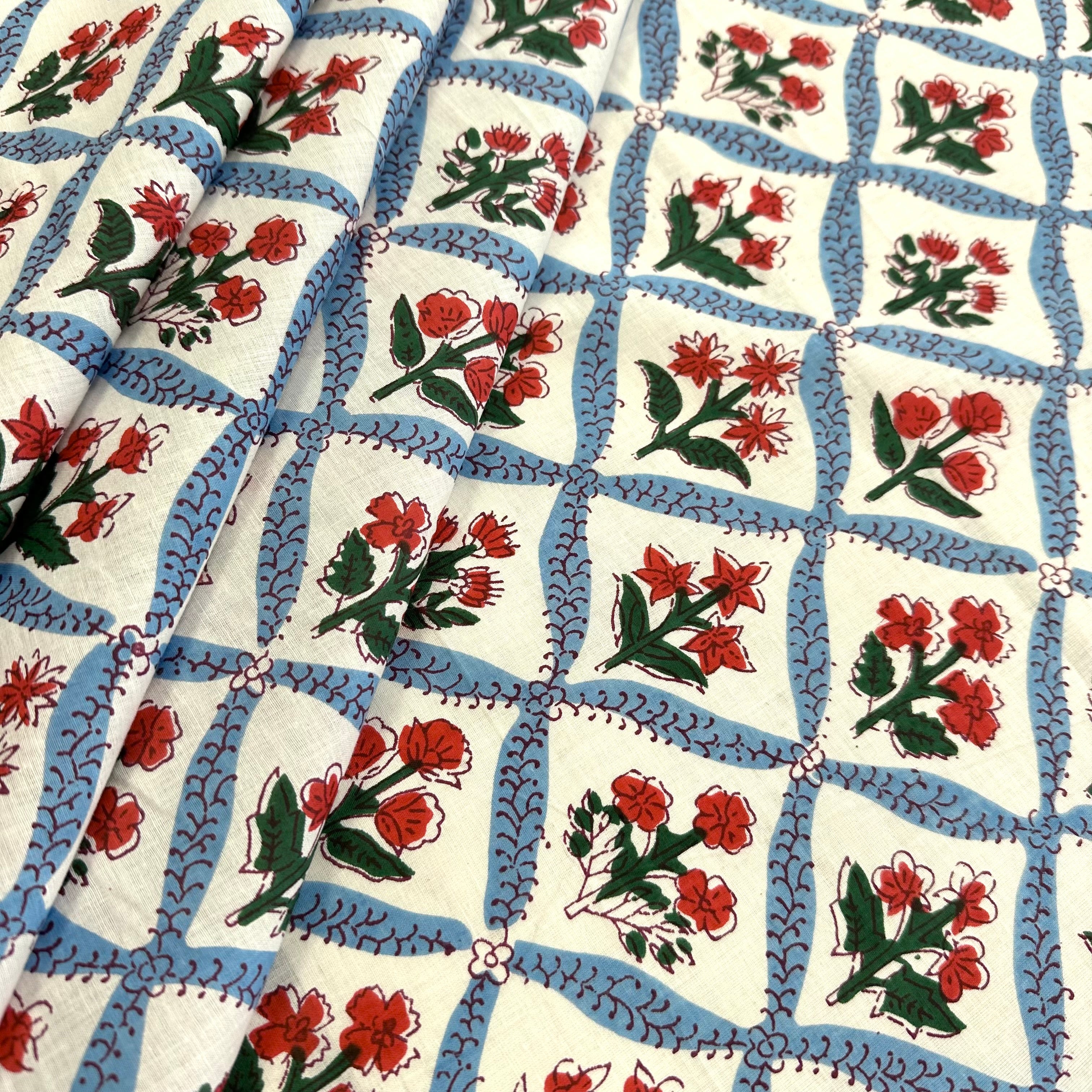 Floral Trellis Indian Print Blue Tex Ex 2999