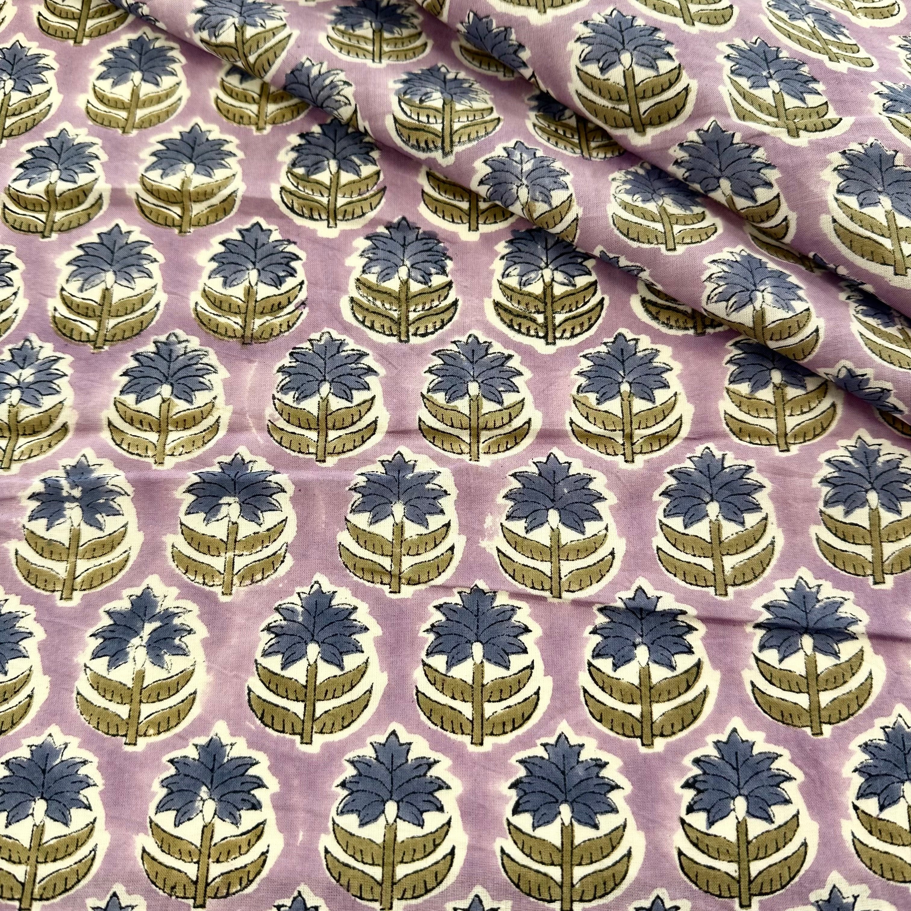 Indian Flower Block Print Lilac Tex Ex 2966