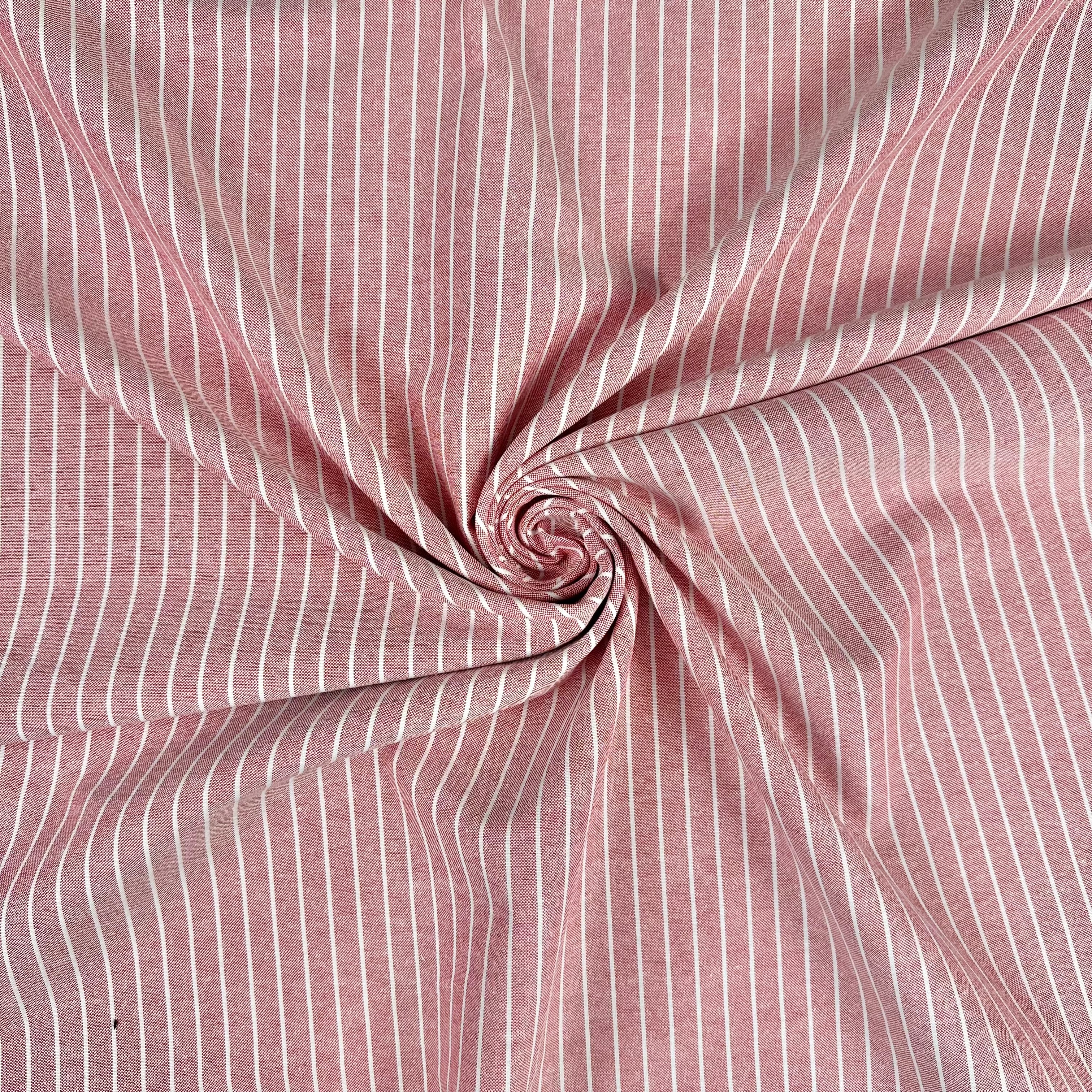 9mm Narrow Linen Stripe Red C851