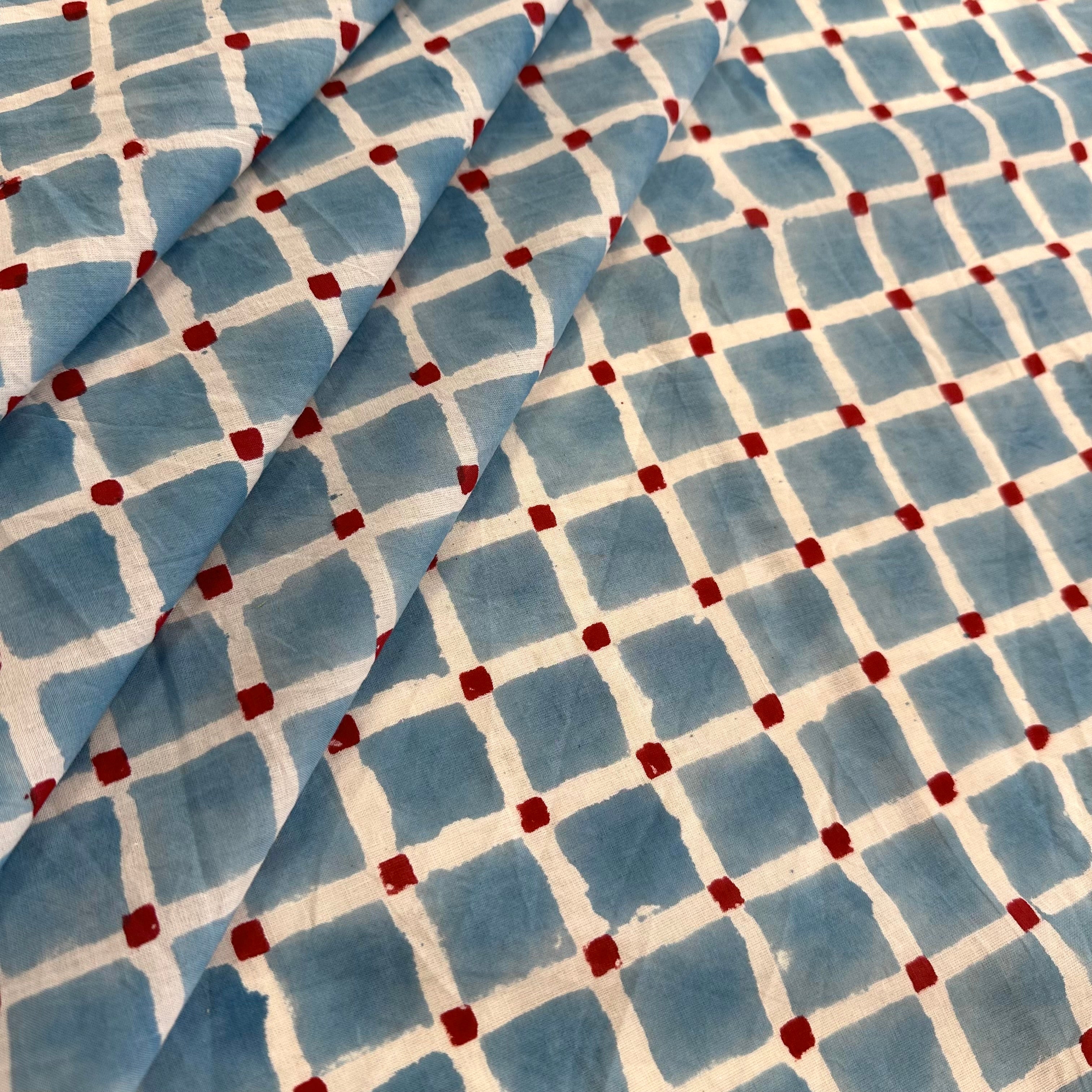 Squares Check Block Print Blue Tex Ex 2990