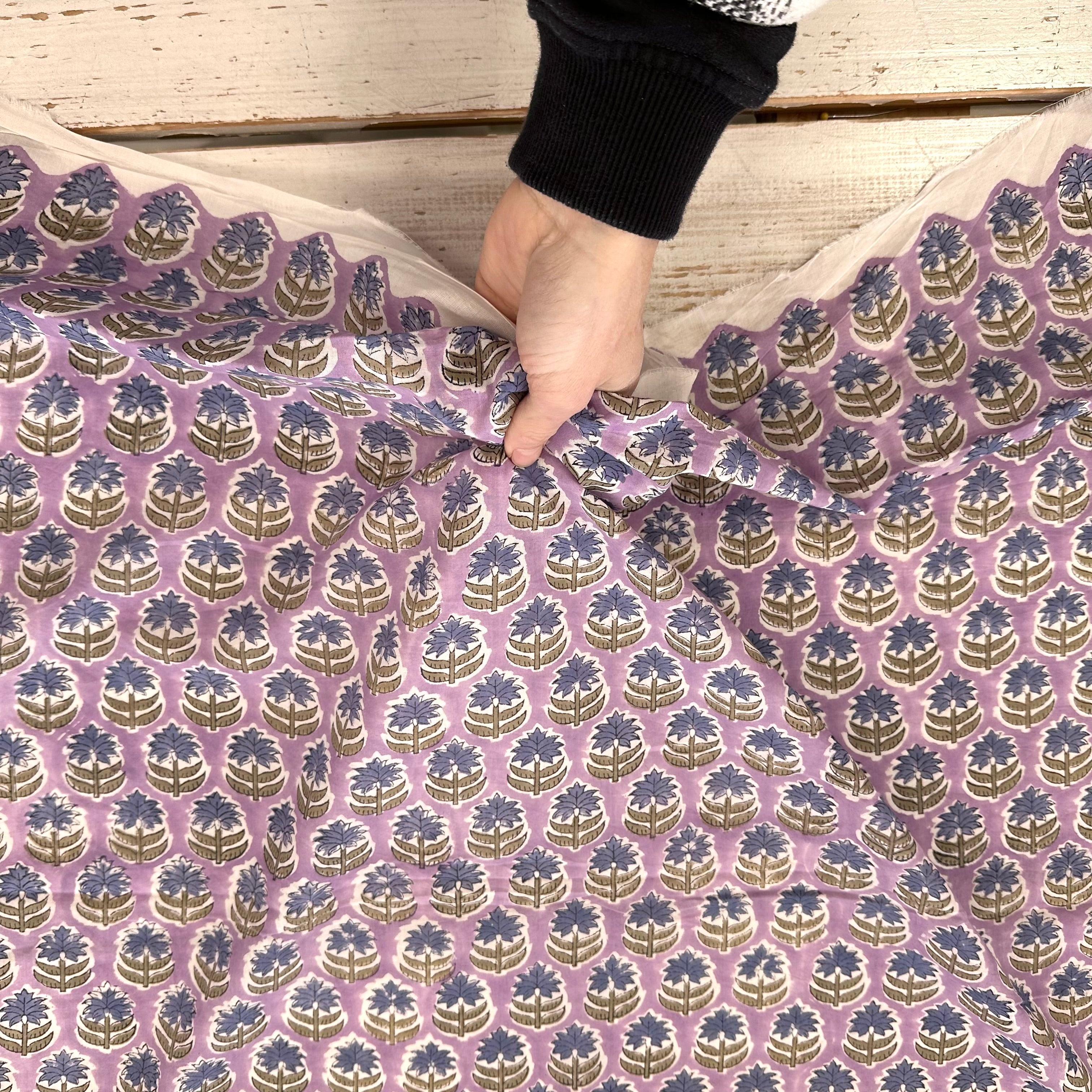 Indian Flower Block Print Lilac Tex Ex 2966