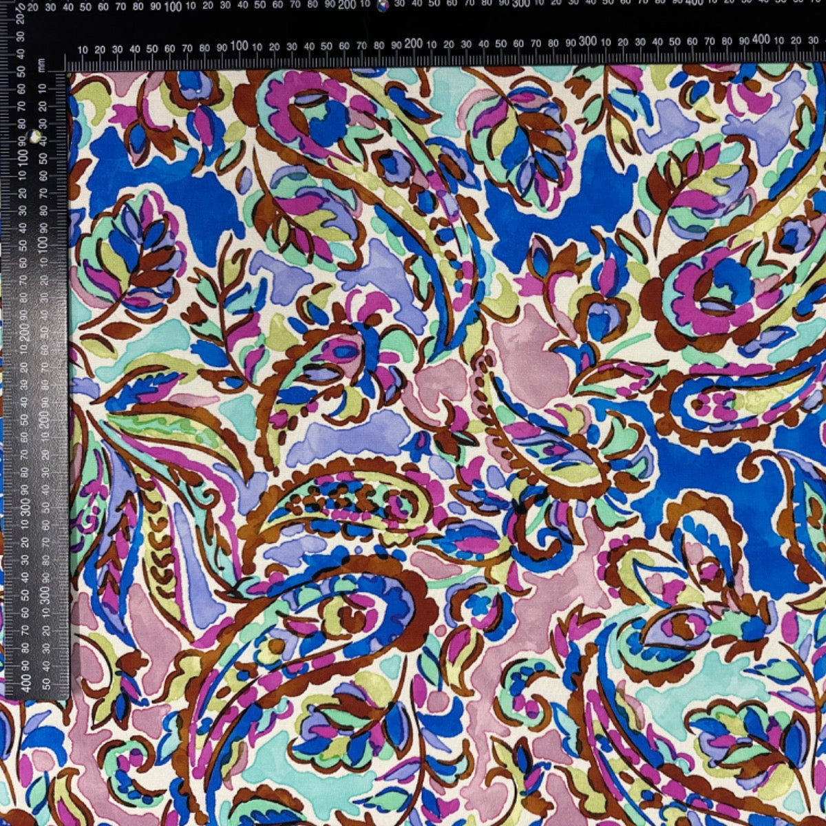 Funky Paisley Viscose Multi With ruler for scale