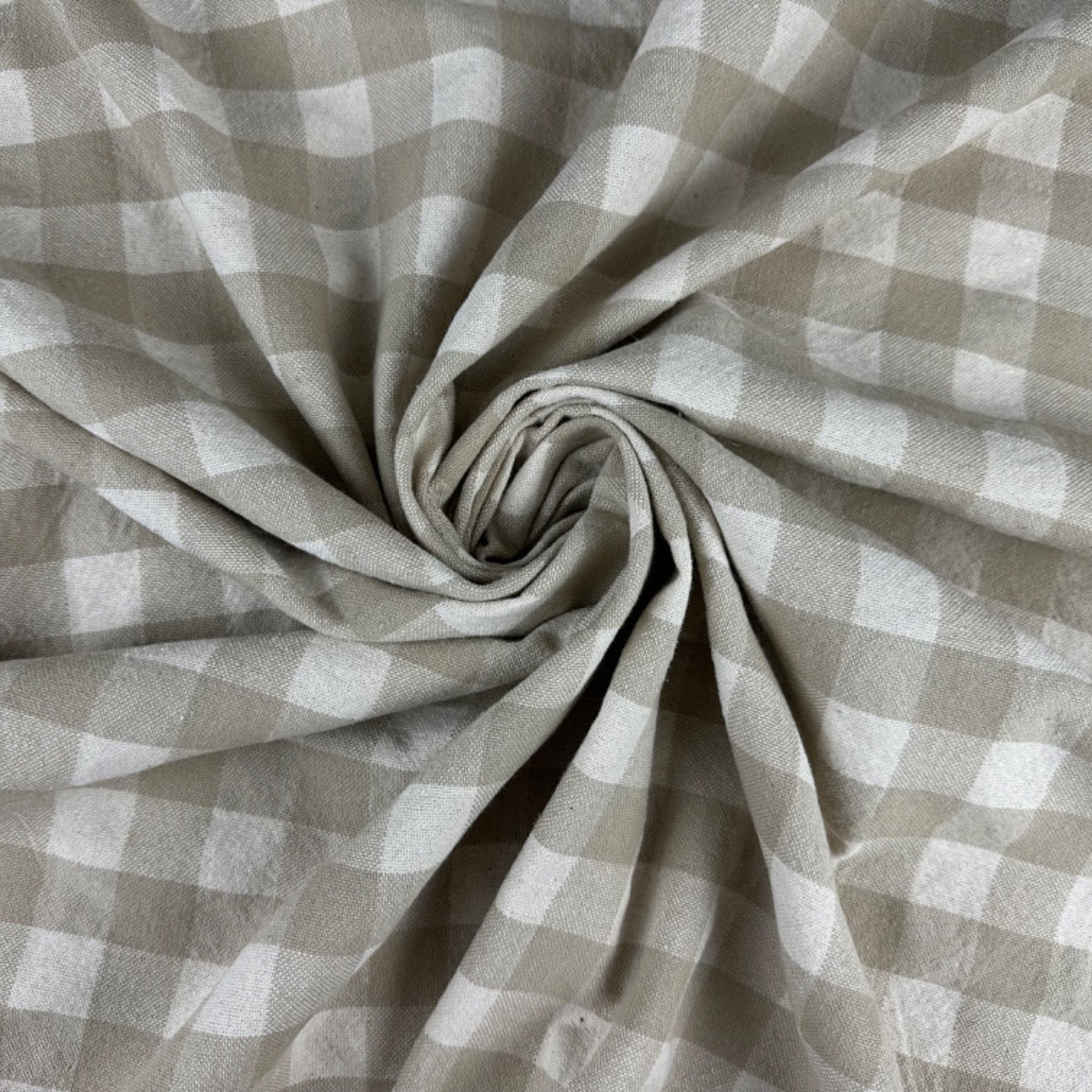 H357 Rustic Chunky Gingham Linen Fabric Gathered