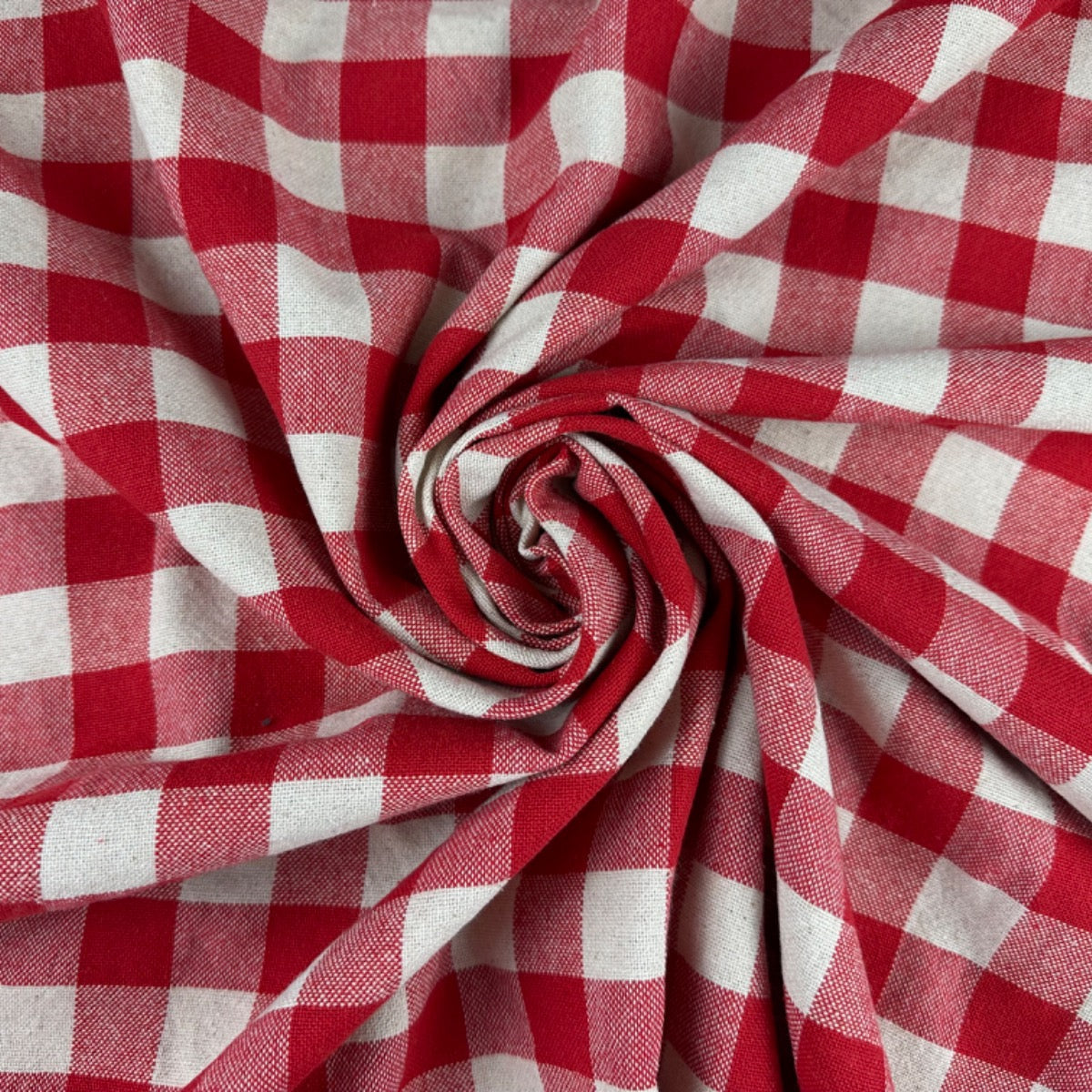 H359 Rustic Chunky Gingham Red Fabric Swatch