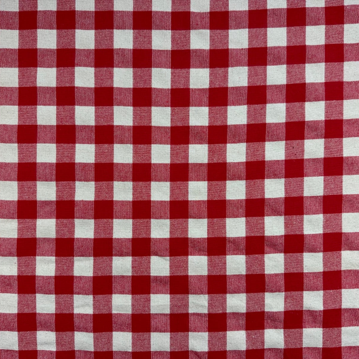 H359 Rustic Chunky Gingham Red Fabric Swatch Flat