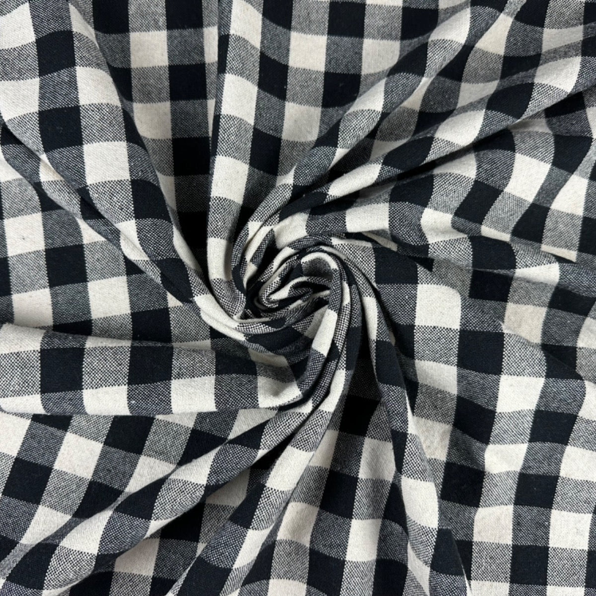 H360 Rustic Chunky Gingham Black Fabric Gathered