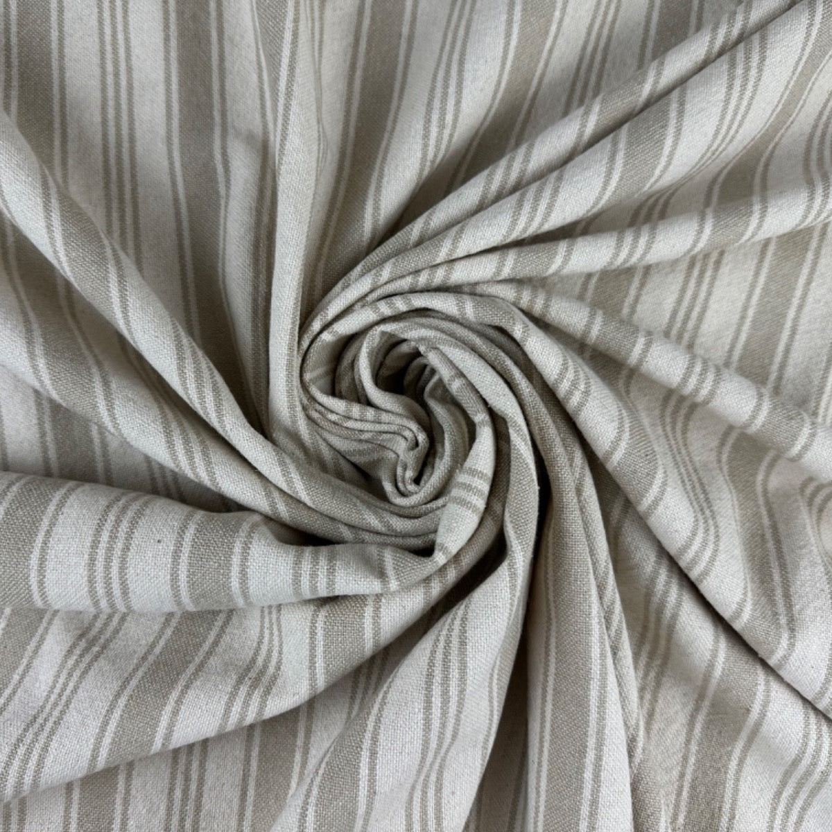 H363 Raphael Rustic Stripe Linen Fabric Gathered