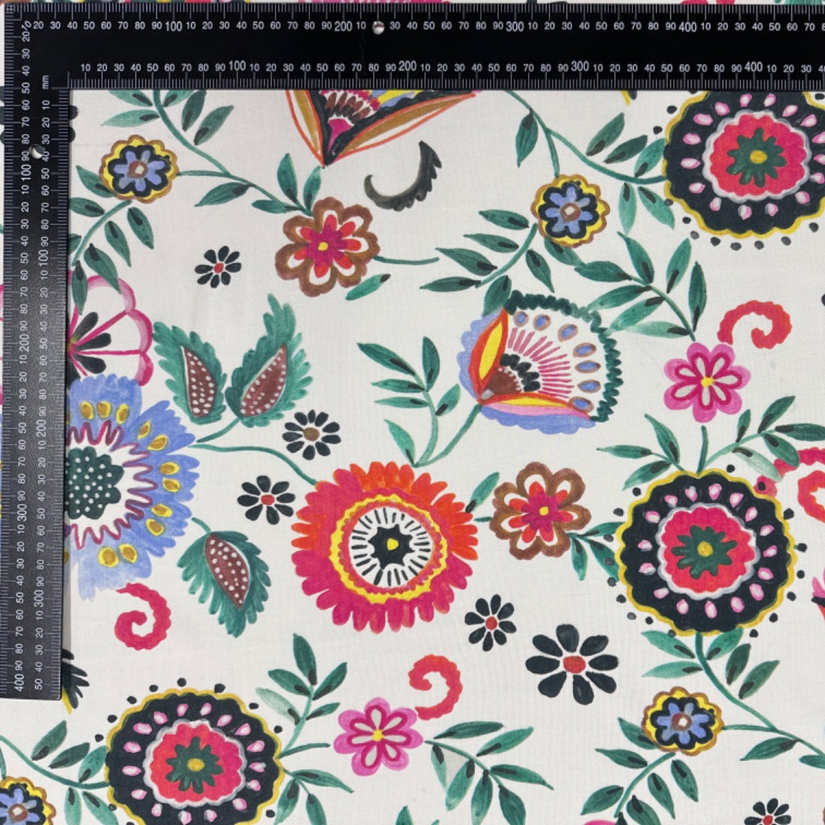 H366 Folklore Viscose Multi With ruler for scale