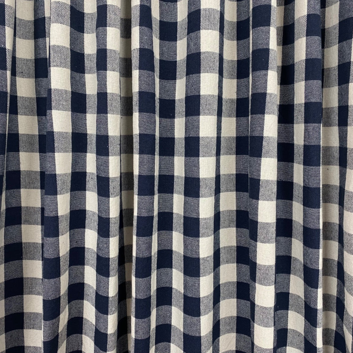 H390 Rustic Chunky Gingham Navy Fabric Gathered