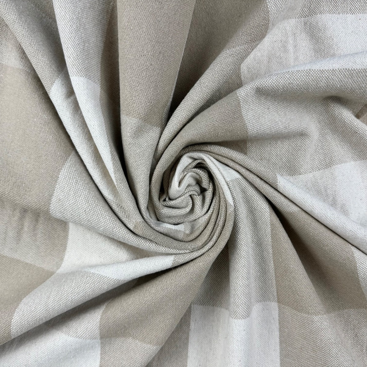 H396 Rustic Giant Gingham Linen Fabric Gathered