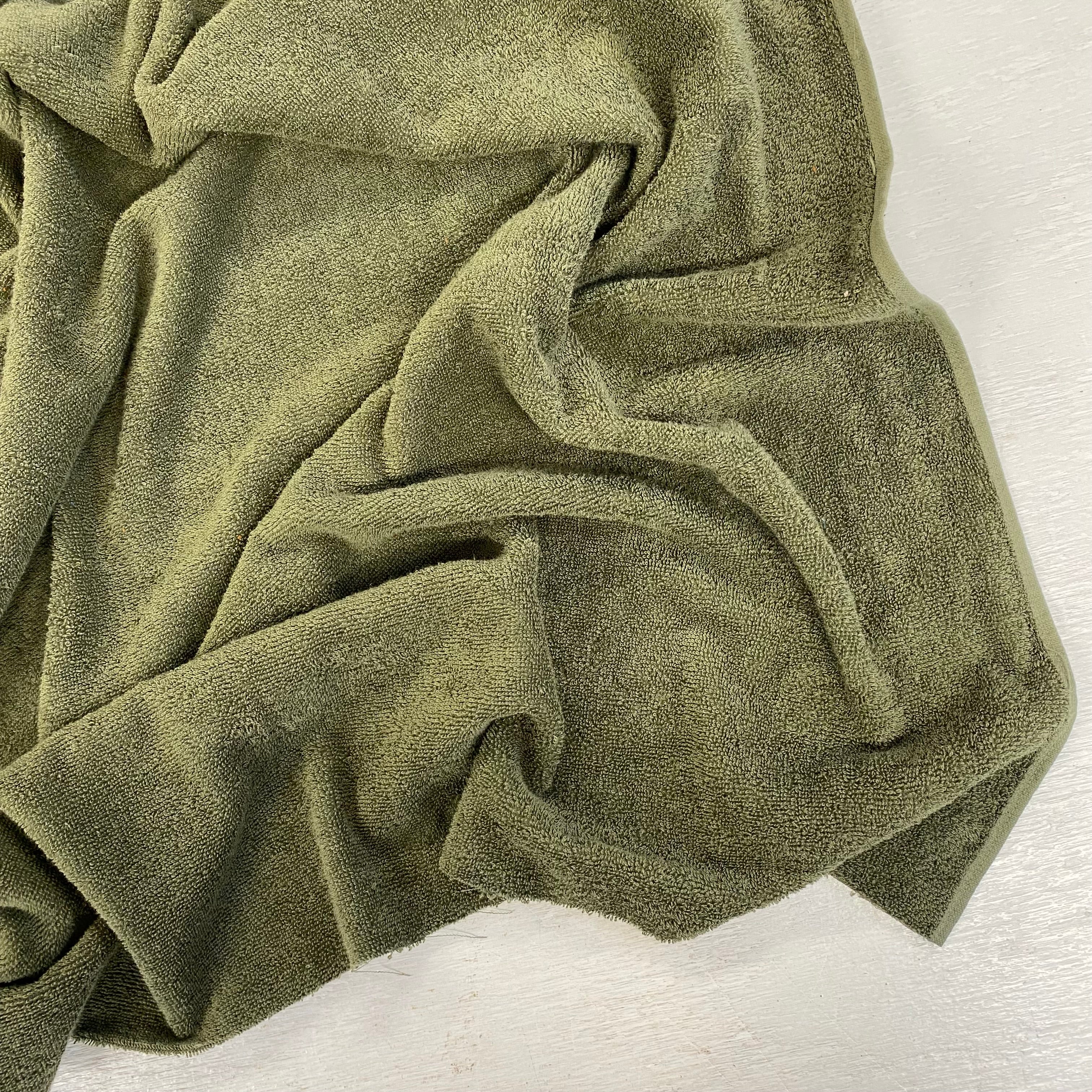 H418 Cotton Towelling Khaki Fabric Gathered