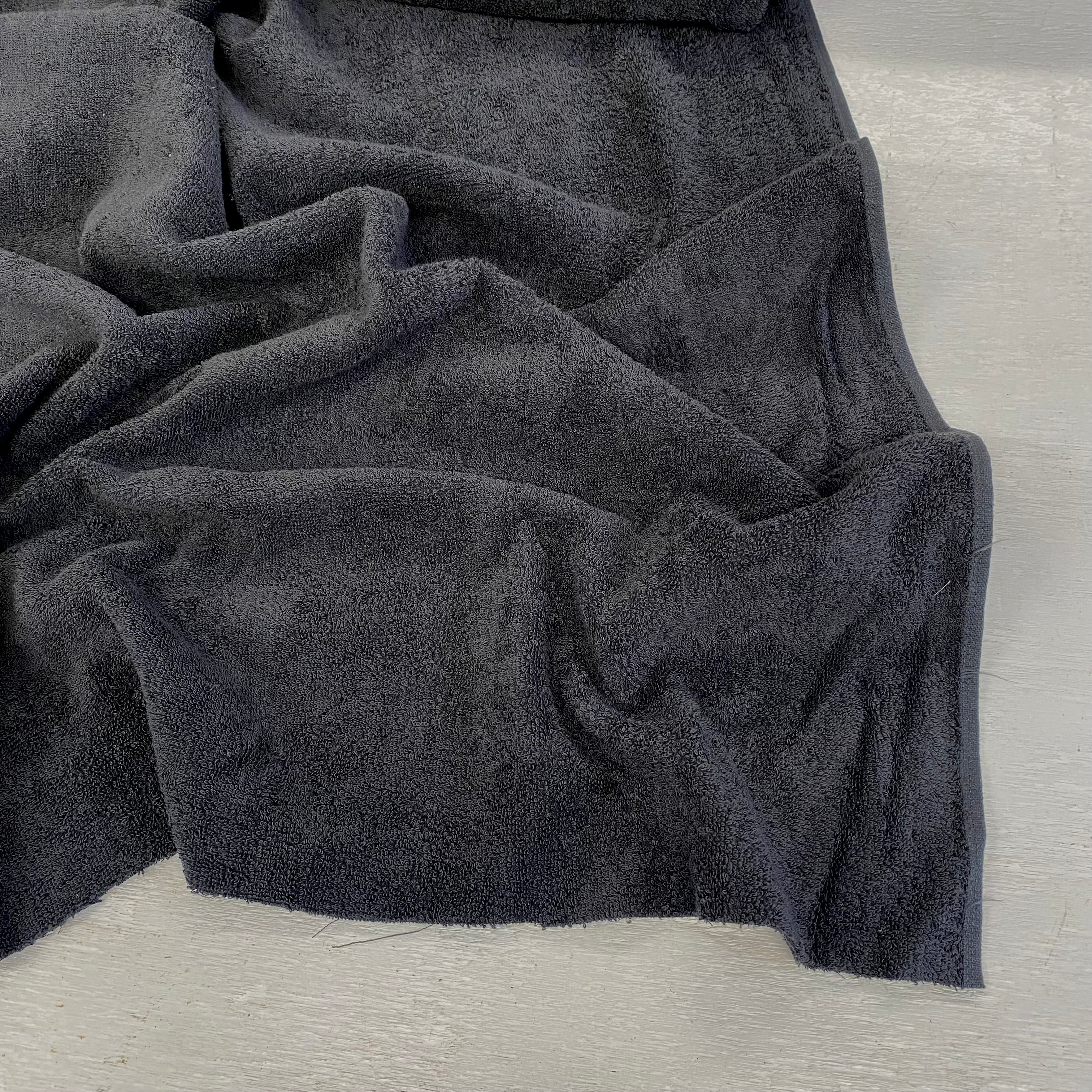 H421 Cotton Towelling Anthracite Fabric Gathered