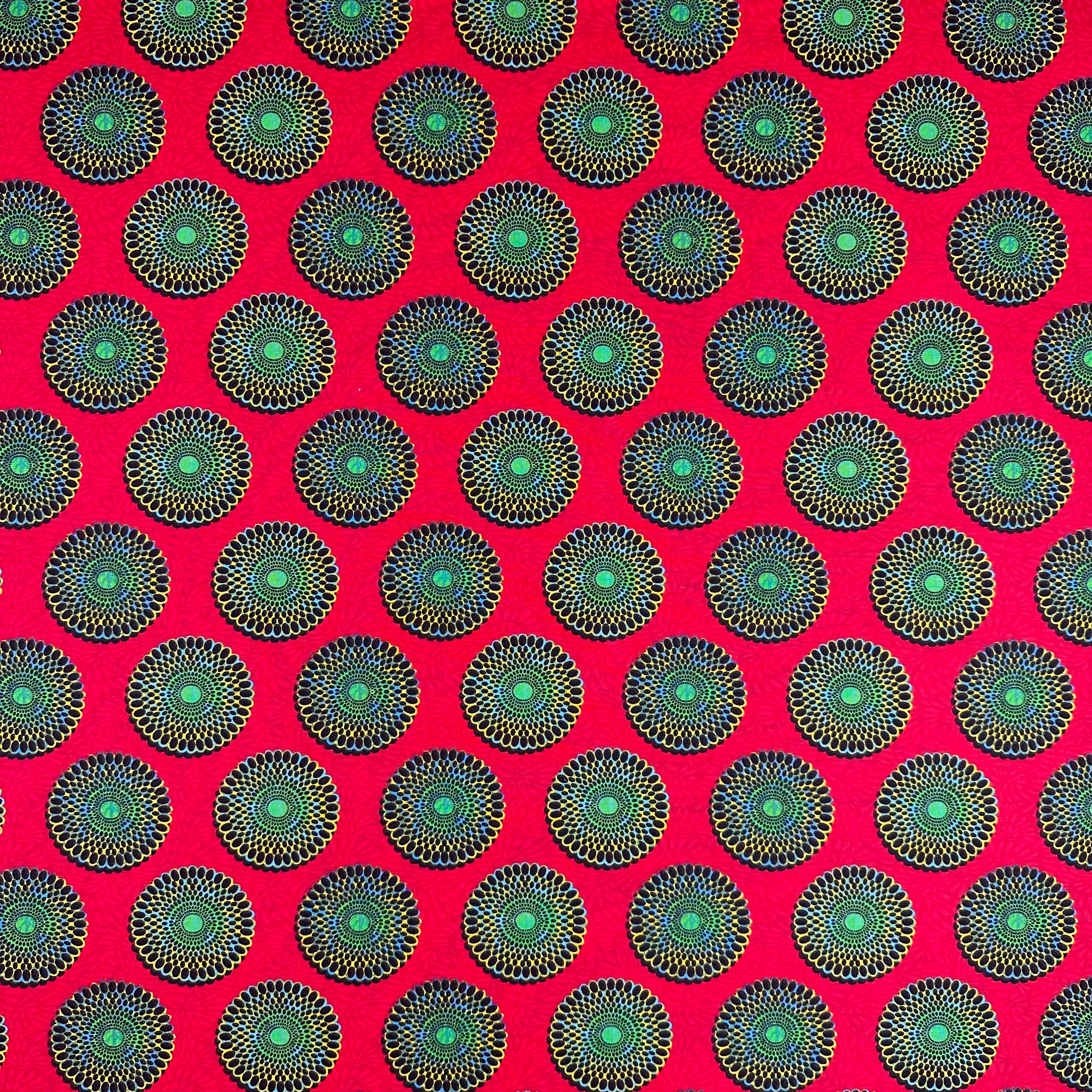 H427 Sunburst Cotton Red Dressmaking Fabric