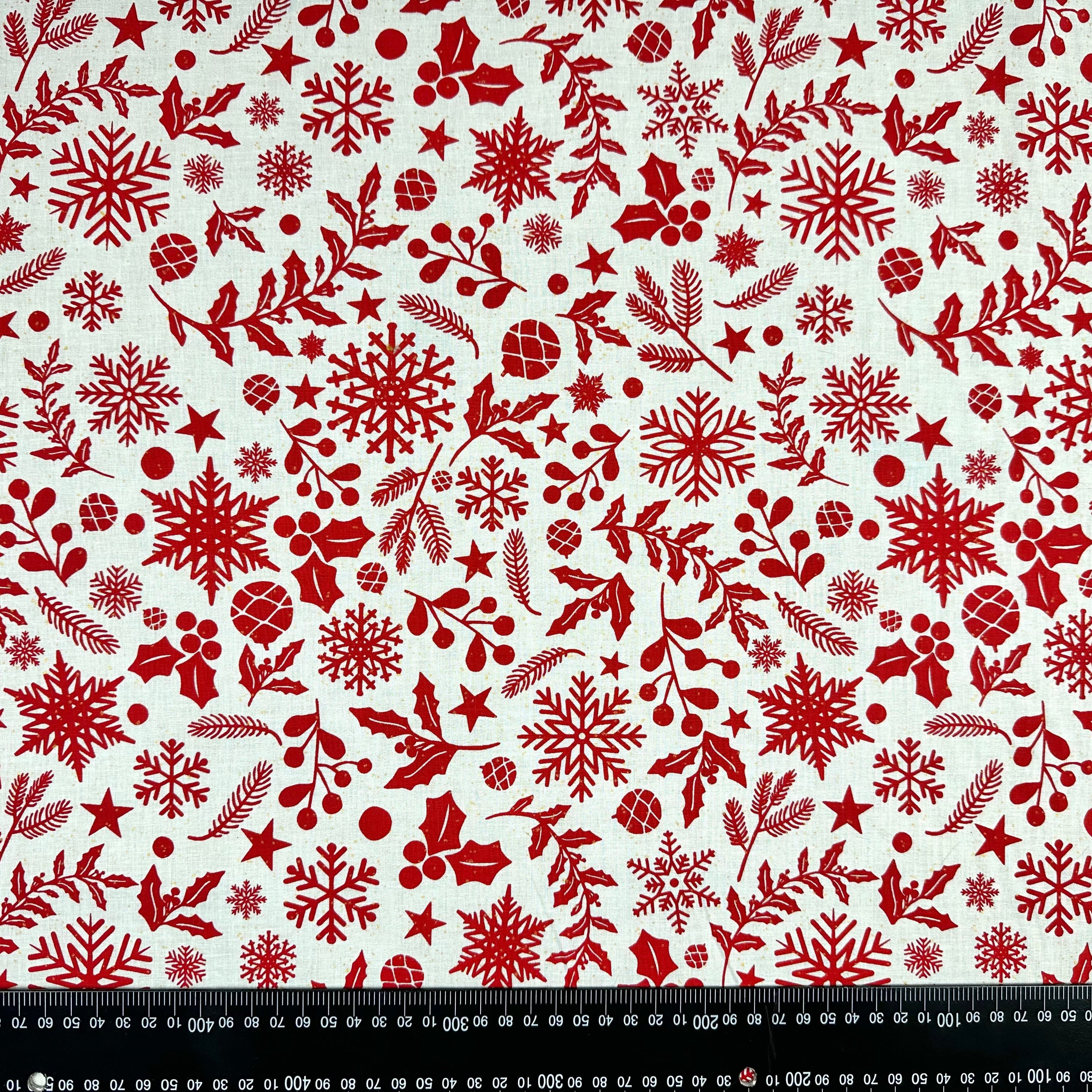 I527 Wintery foliage white red with gold speckles with scale