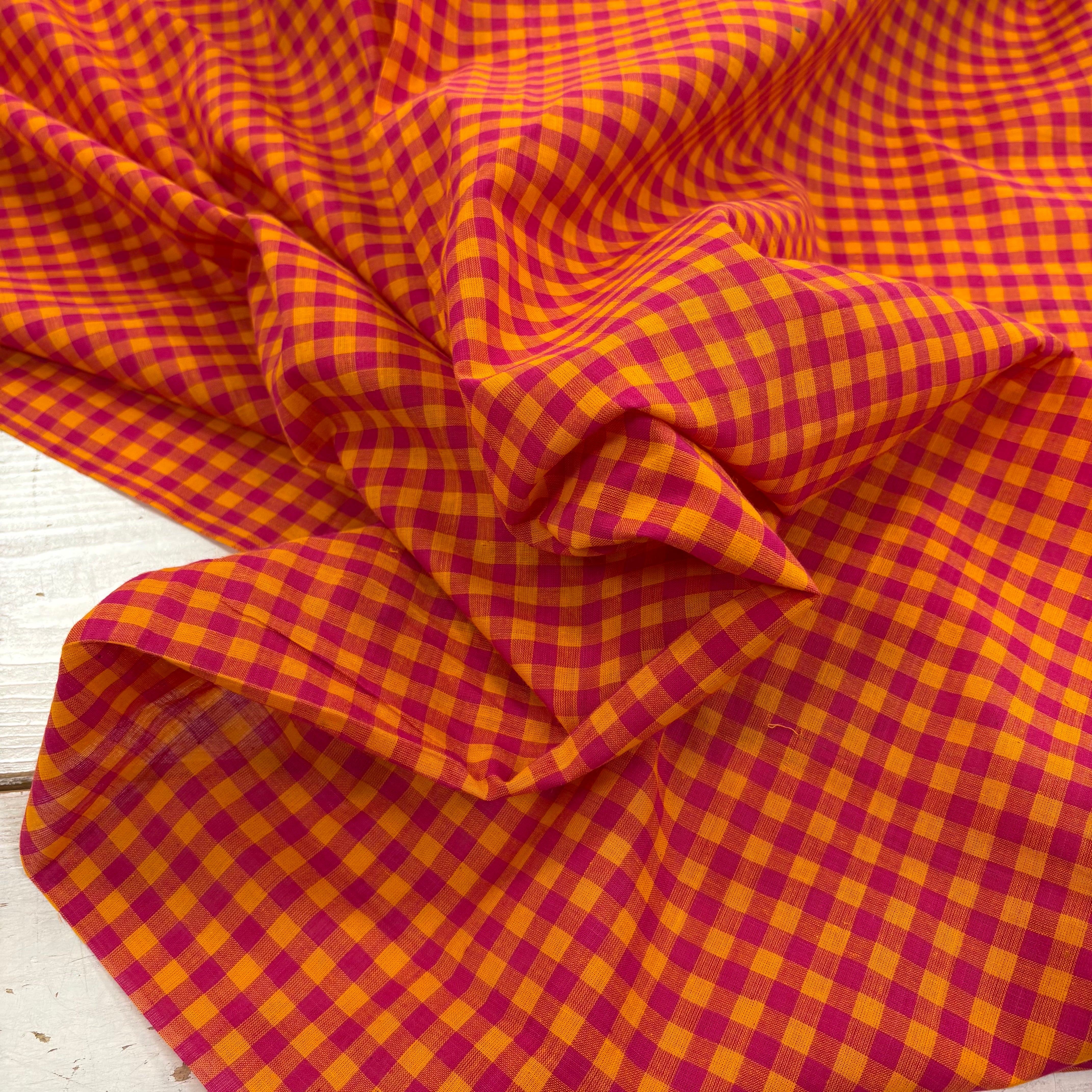 Tropical Pink Orange woven gingham Tex Ex 2983