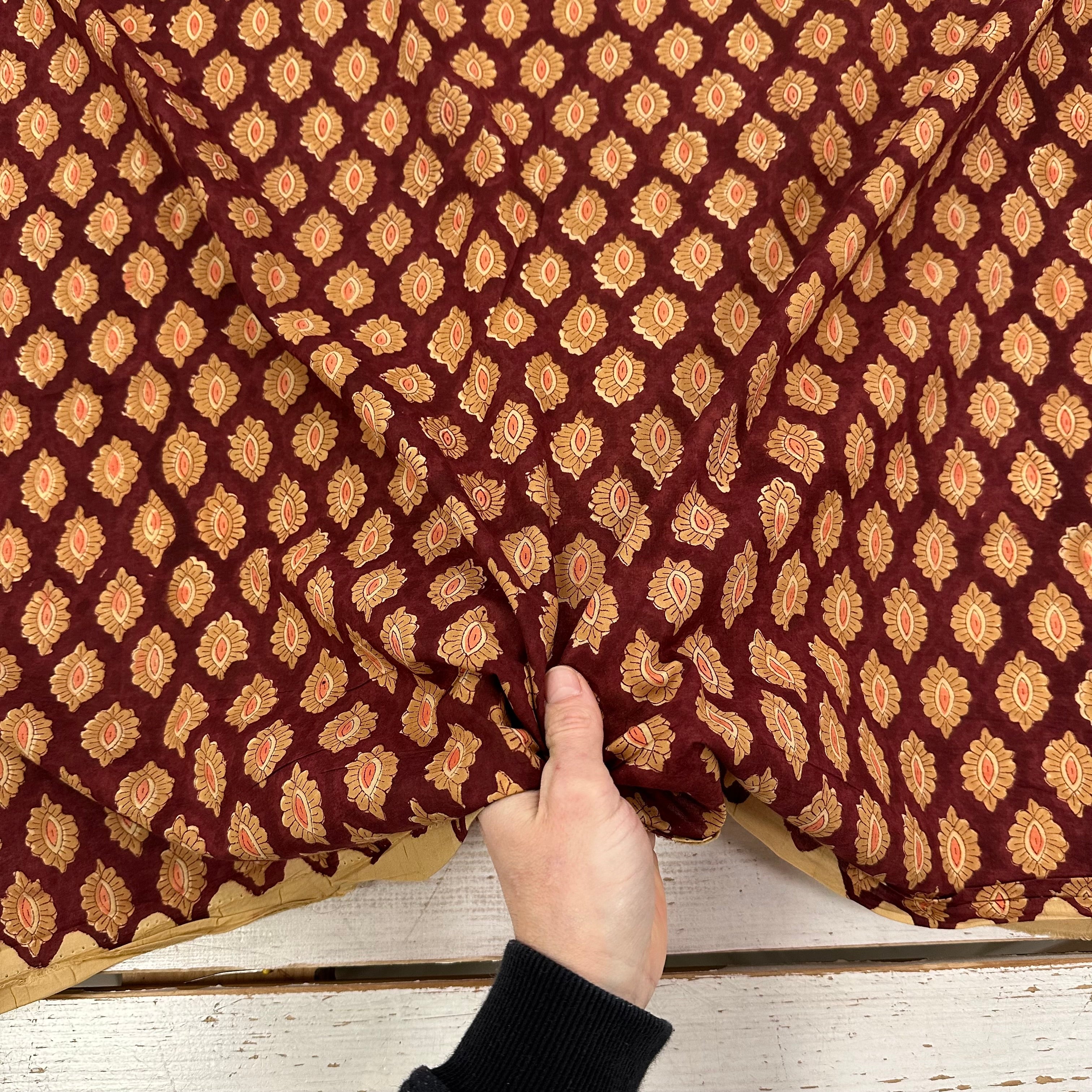 Banaras Motif Block Print Burgundy Tex Ex 2963