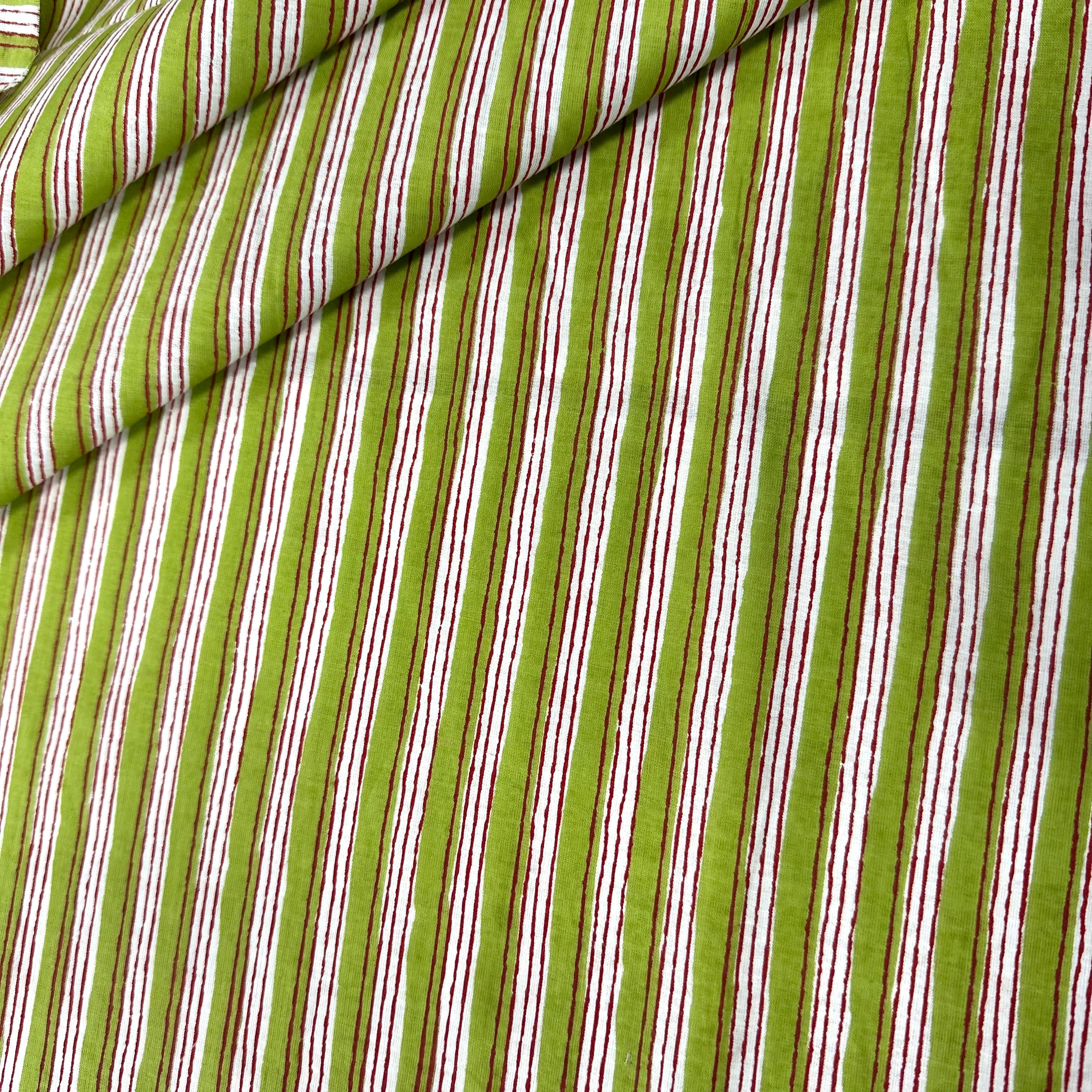 Hand Drawn Stripe Indian Print Lime Tex Ex 2957
