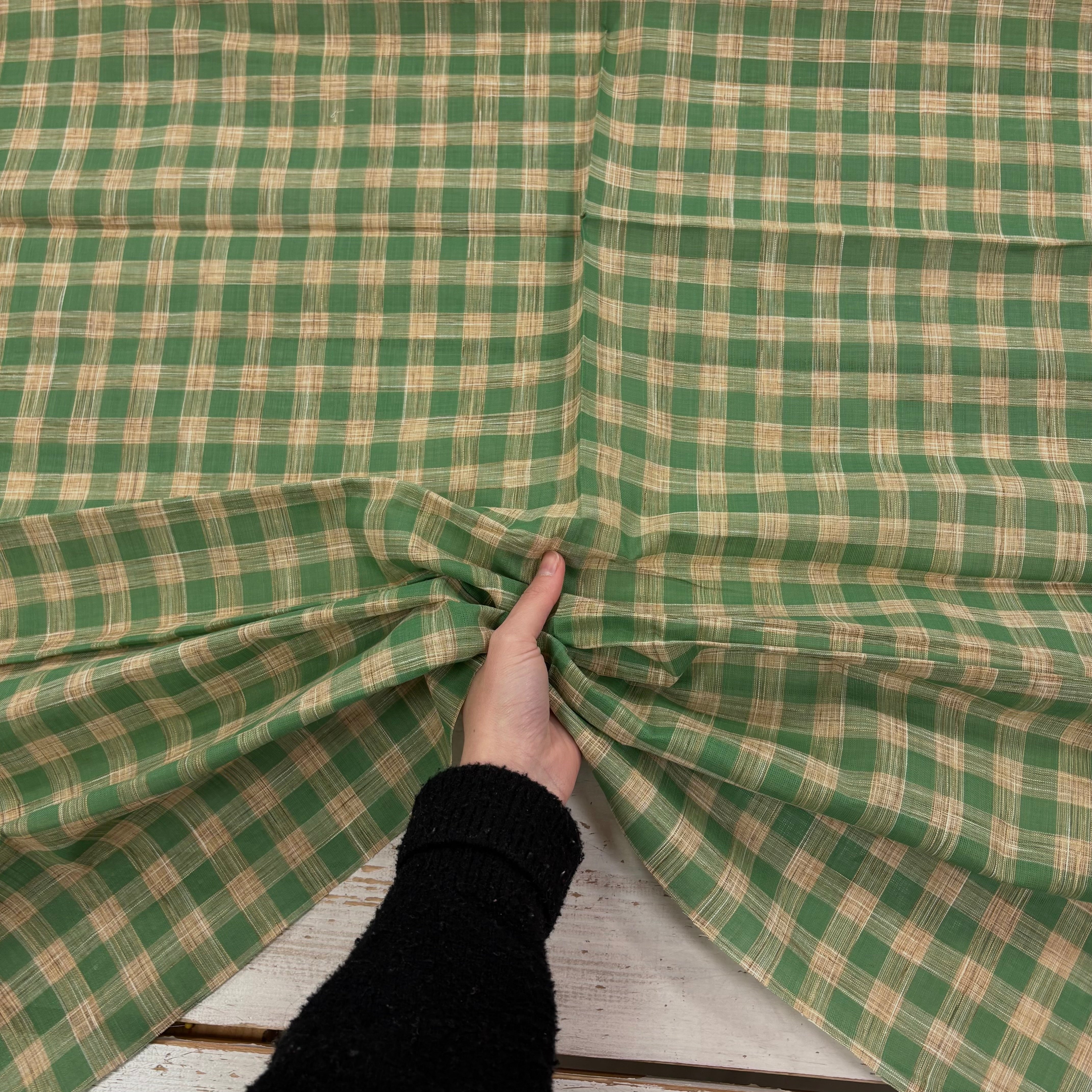 Woven Green Natural Slub gingham Tex Ex 2980