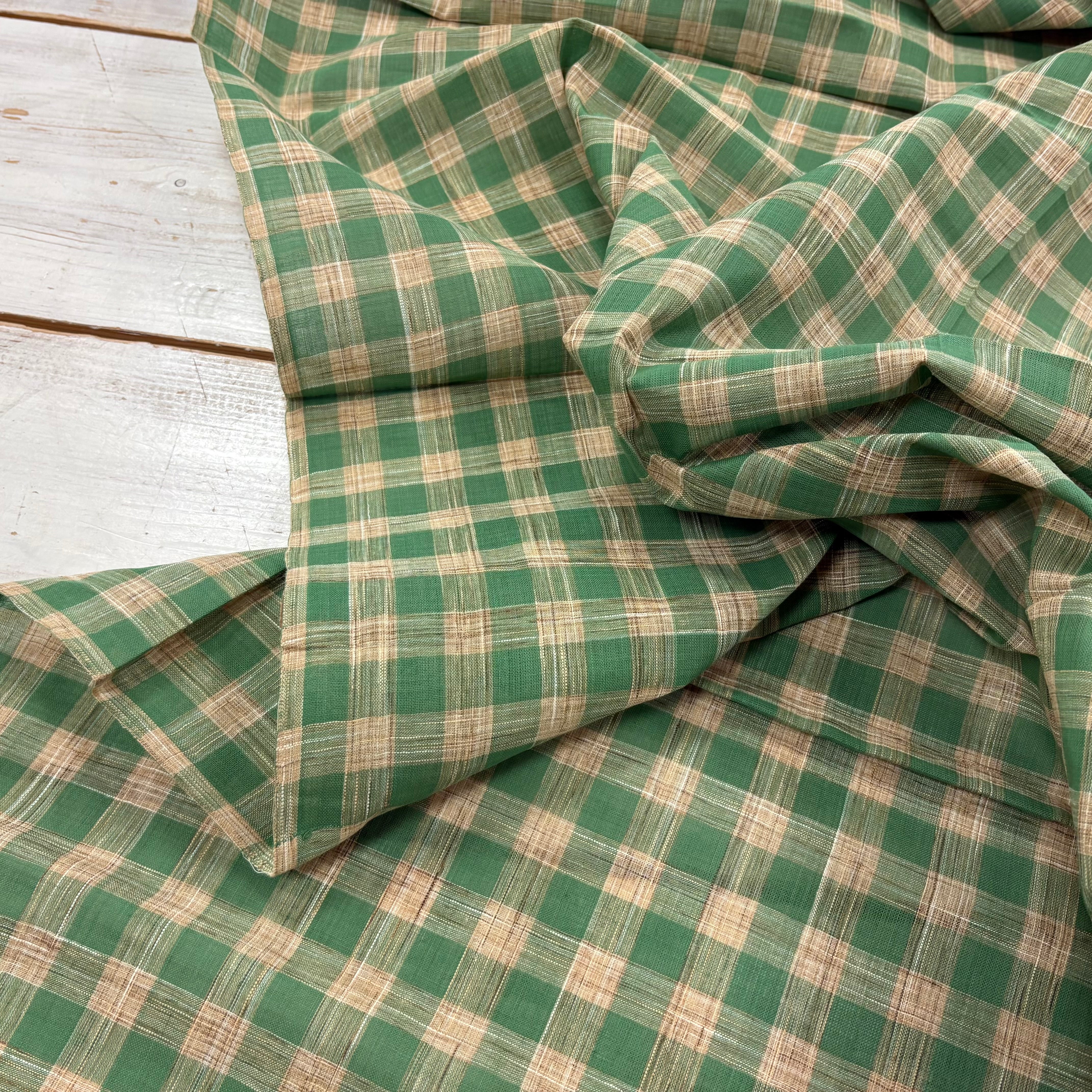 Woven Green Natural Slub gingham Tex Ex 2980