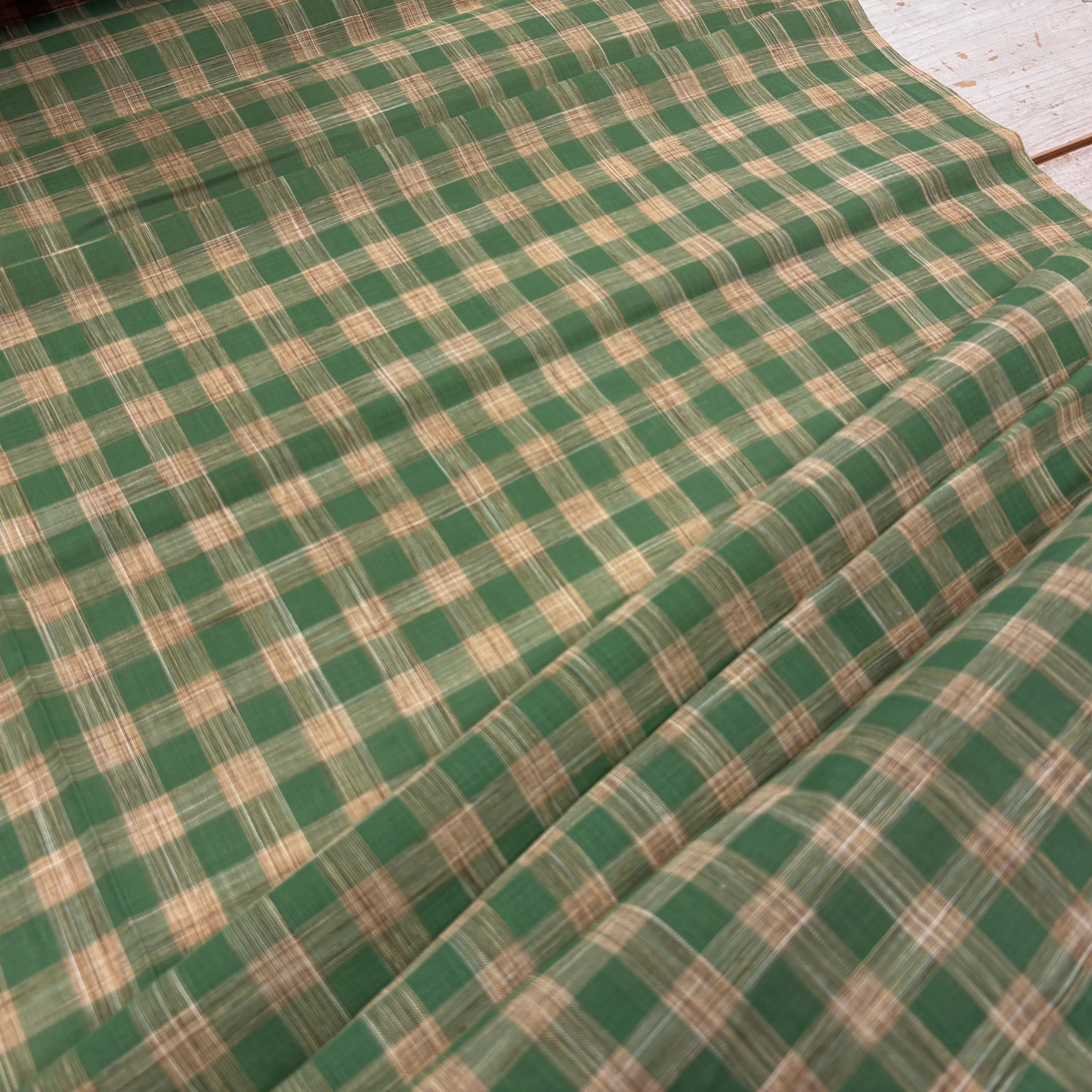 Woven Green Natural Slub gingham Tex Ex 2980