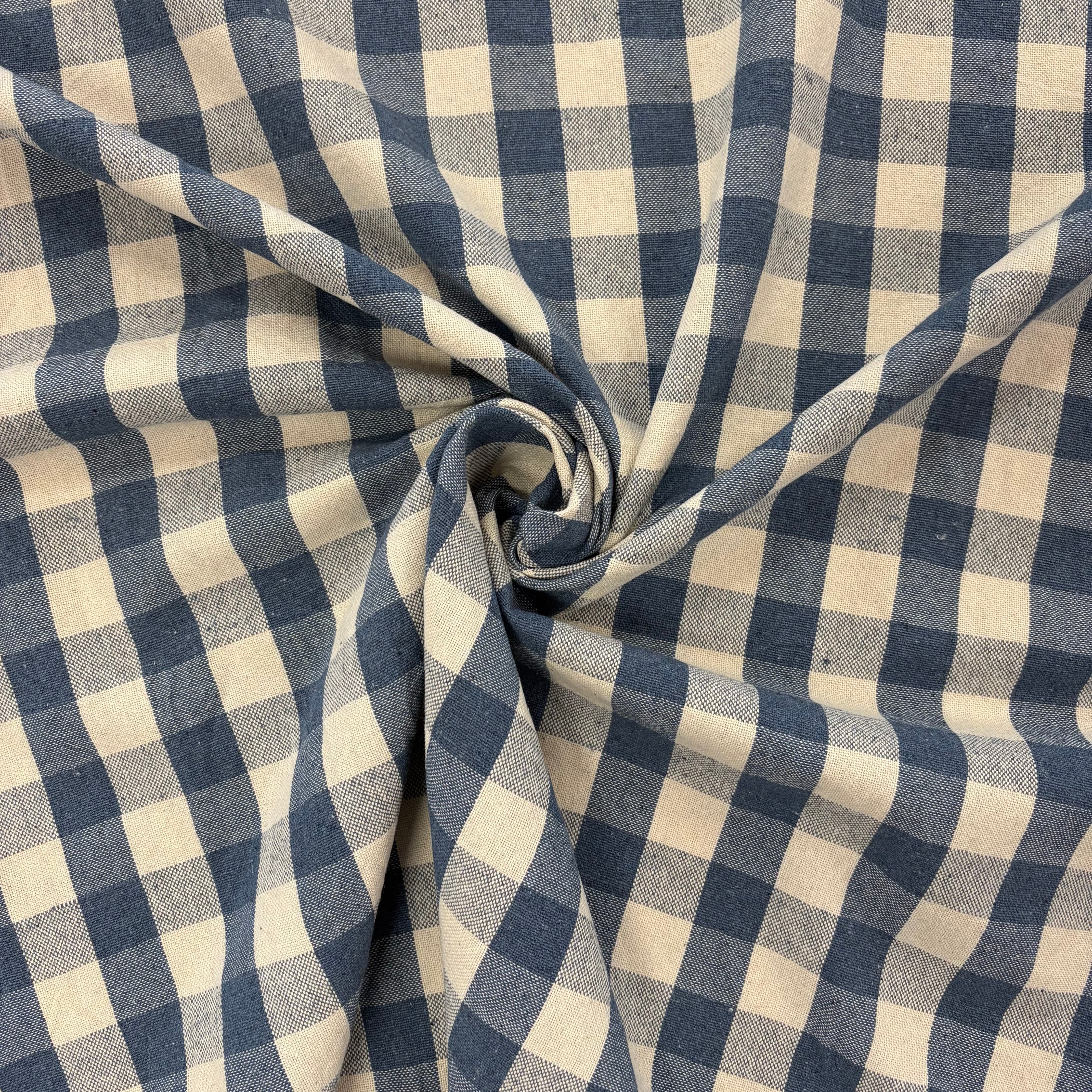 H437 Rustic Chunky Gingham Denim Blue