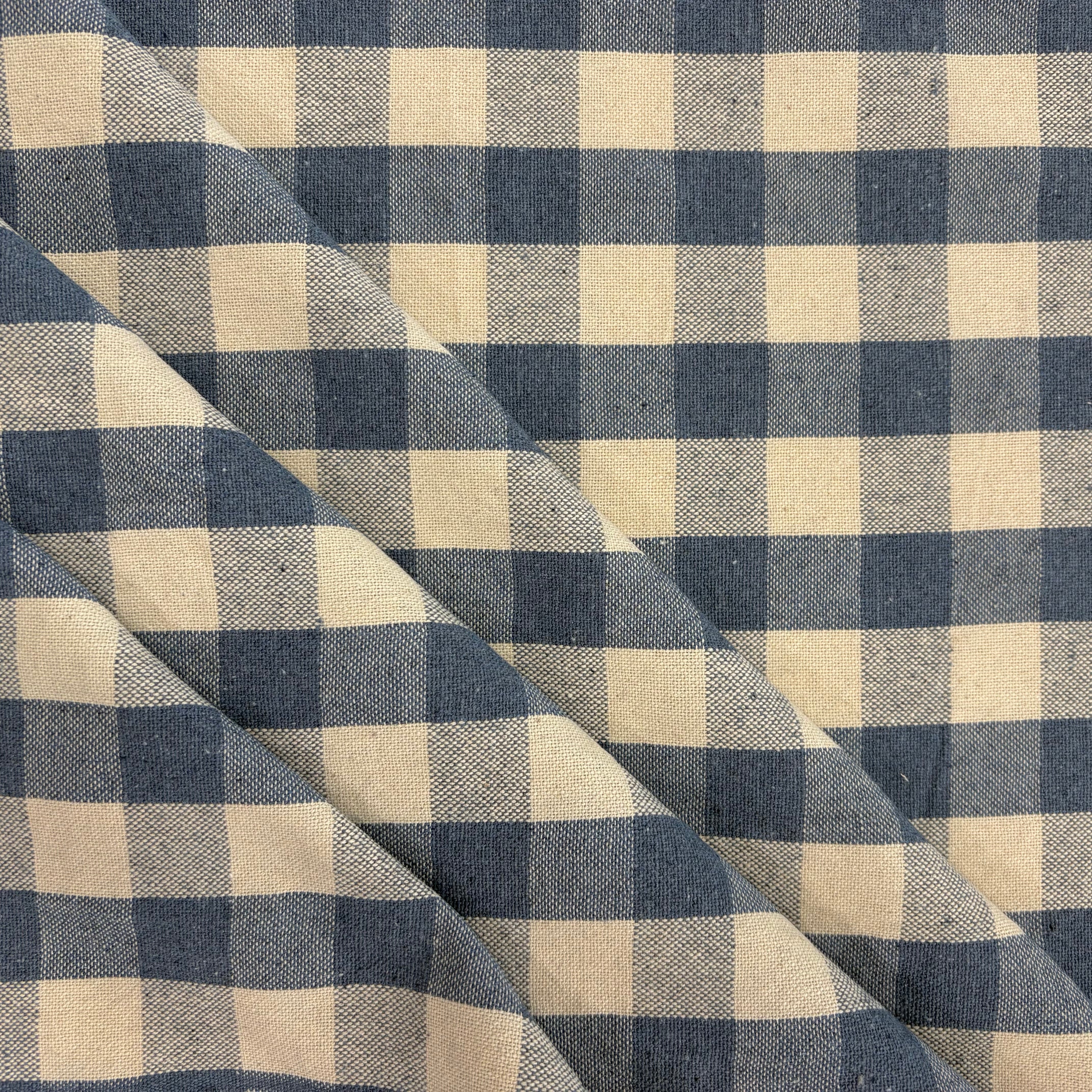 H437 Rustic Chunky Gingham Denim Blue