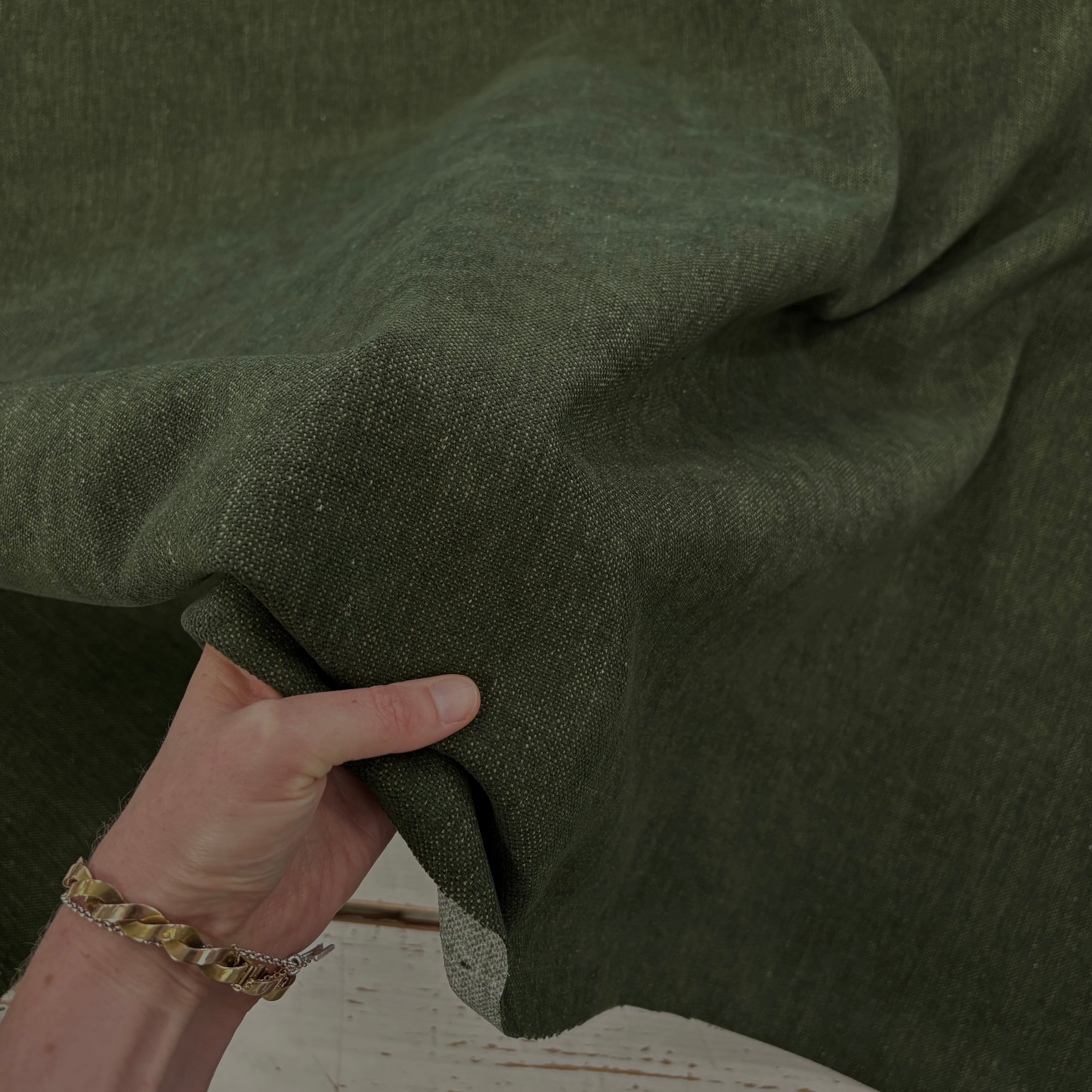 H439 Vintage matt upholstery chenille Forest Green