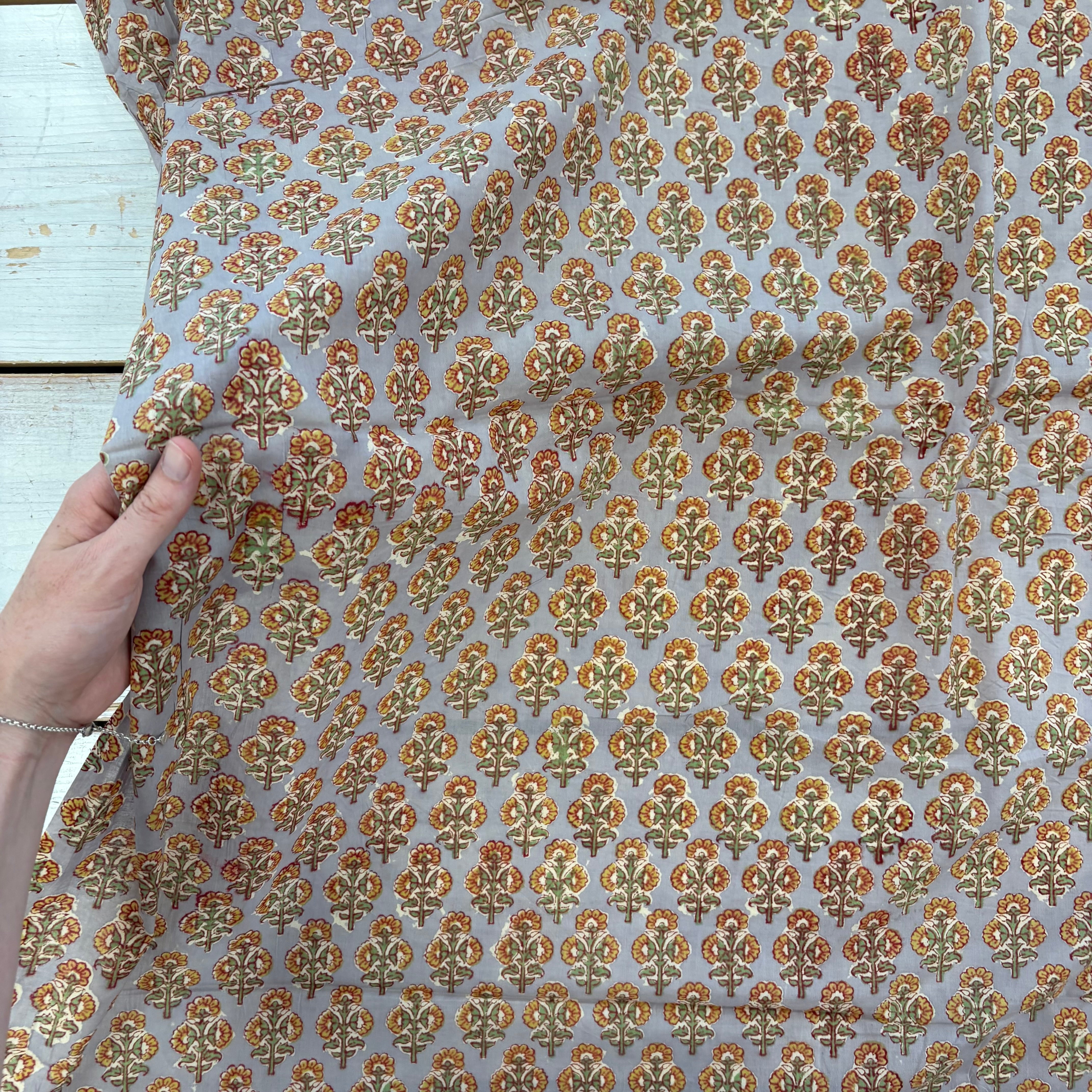 Floral Motif Block Print Mauve Tex Ex 3020