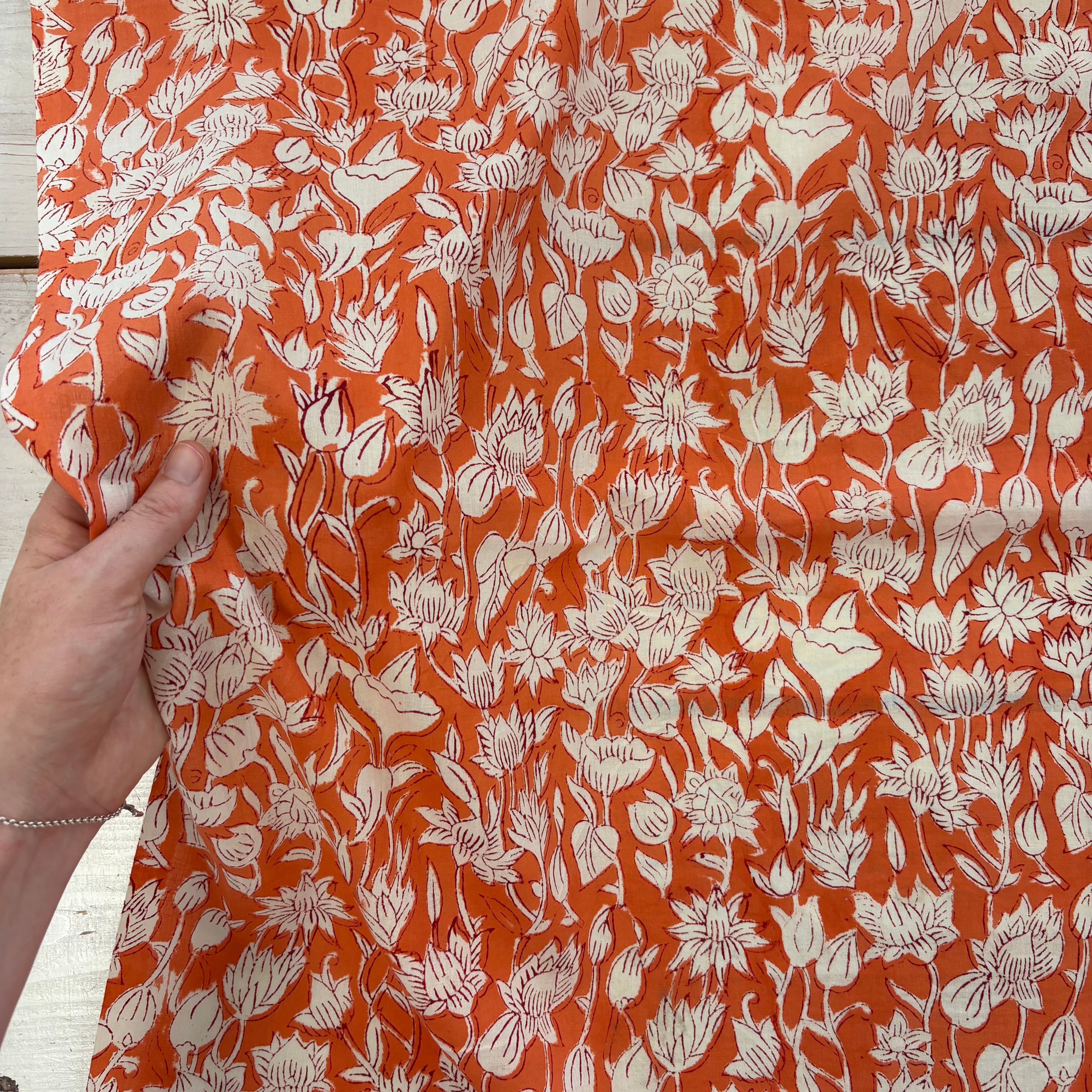 Indian Garden Block Print Coral Tex Ex 3024