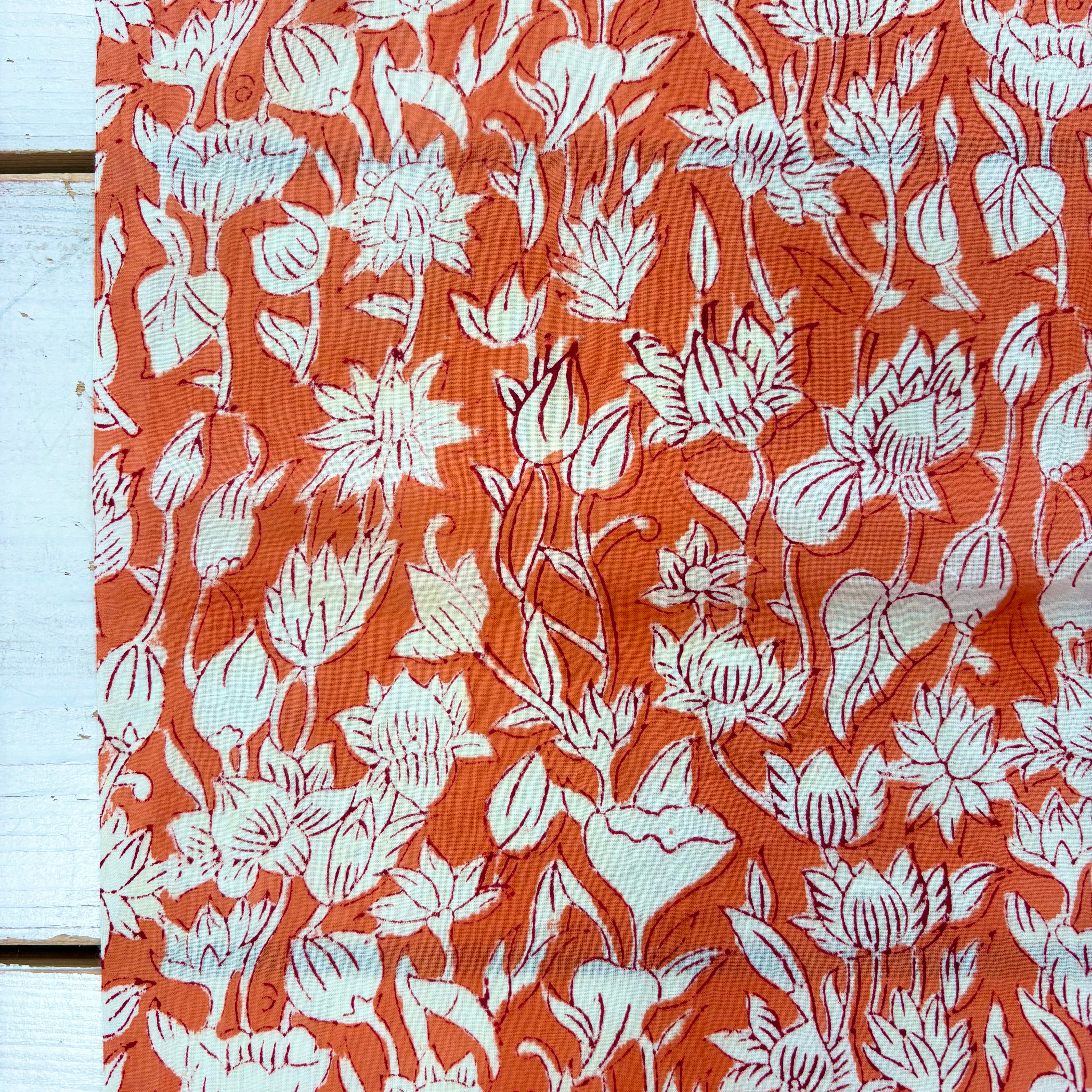 Indian Garden Block Print Coral Tex Ex 3024