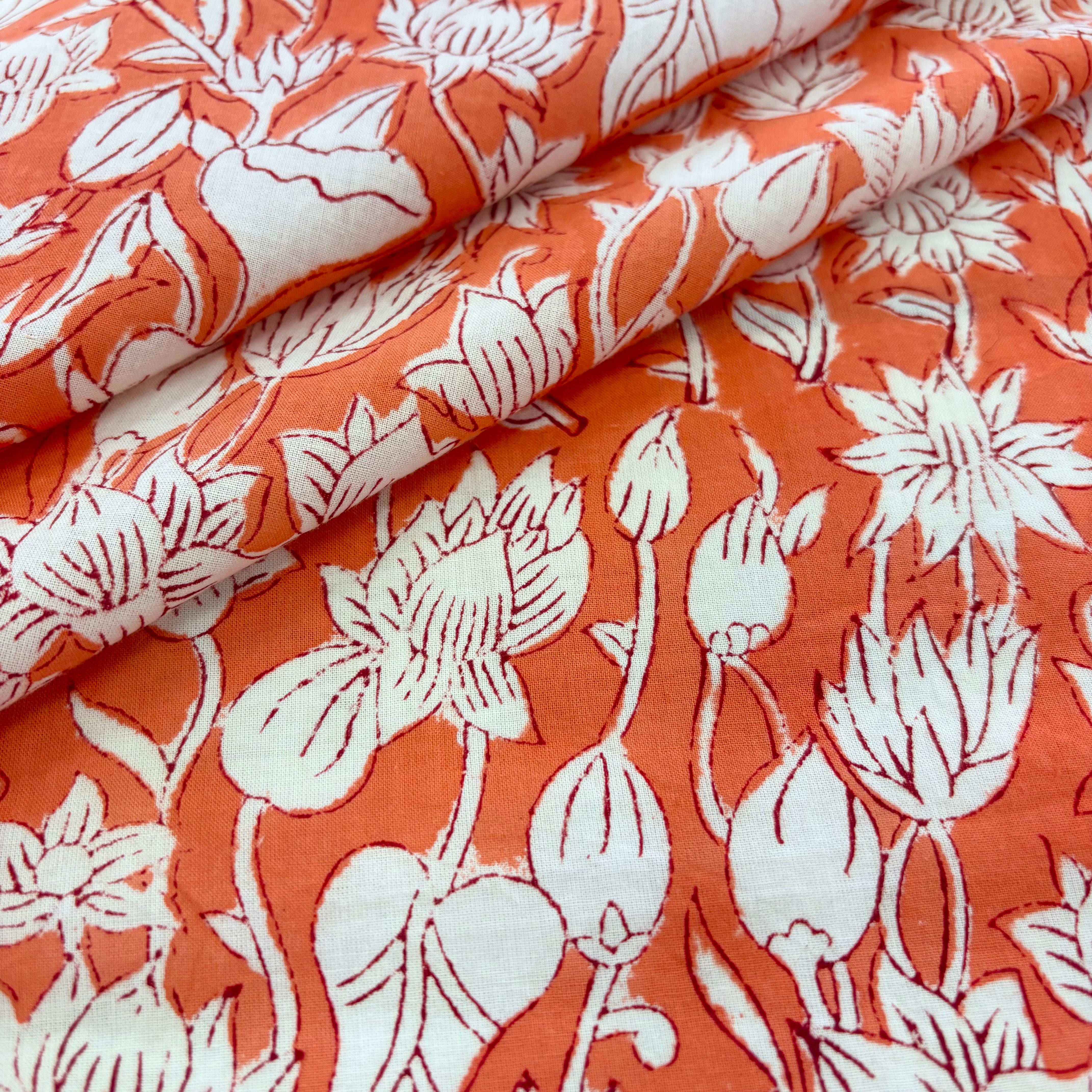 Indian Garden Block Print Coral Tex Ex 3024