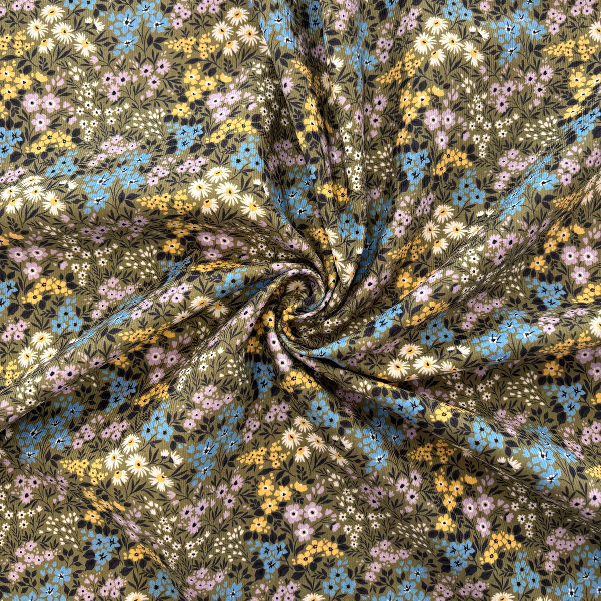 C857 Meadow Flowers Needlecord Green