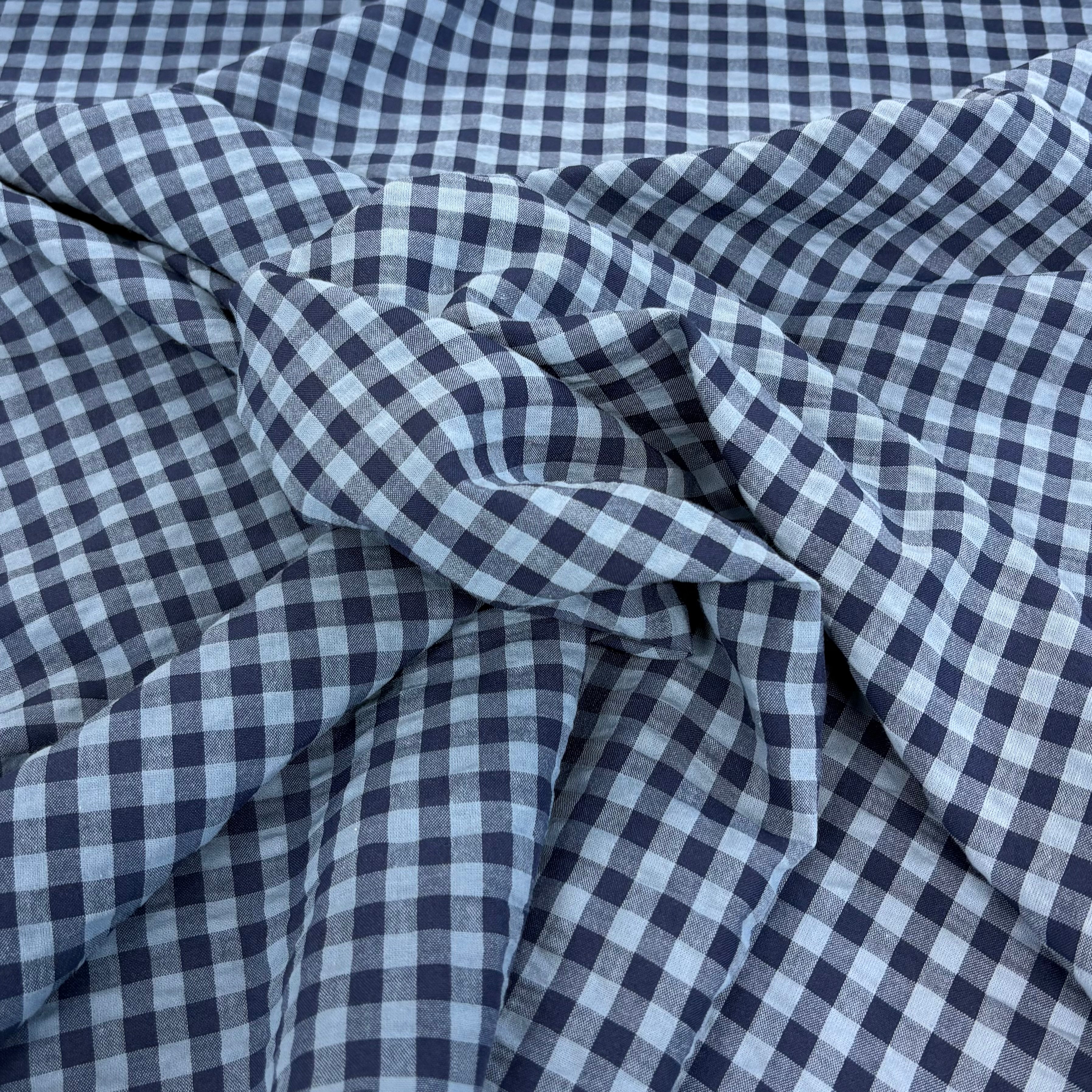 i533 Textured woven gingham Denim Navy