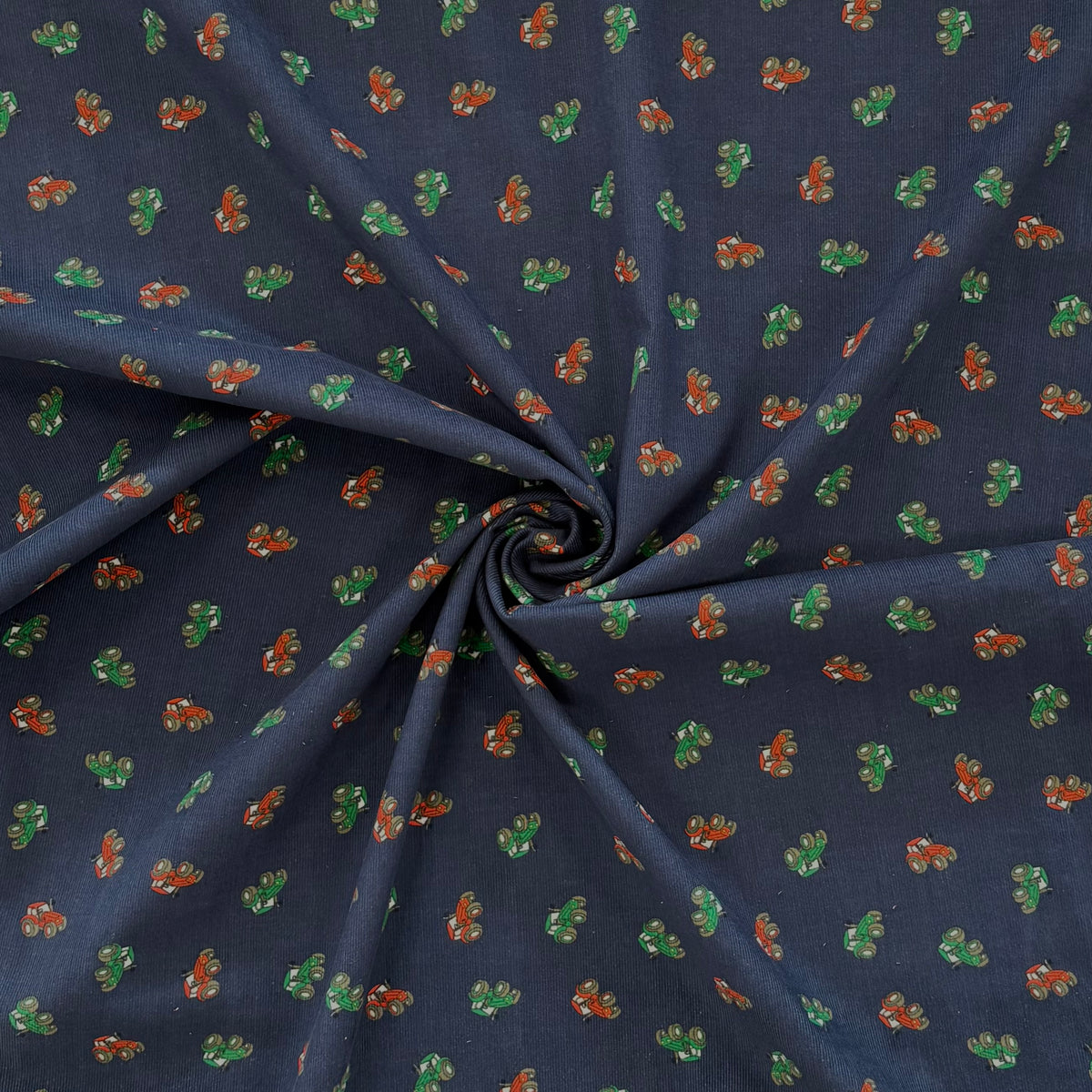 T585 Tractor Needlecord Navy Fabric Gathered