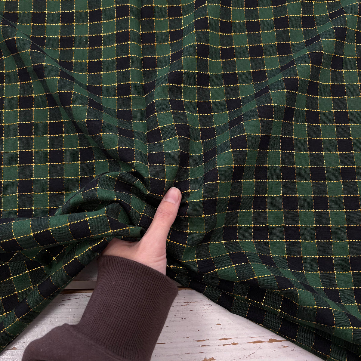 C868 Black green lurex Christmas tartan