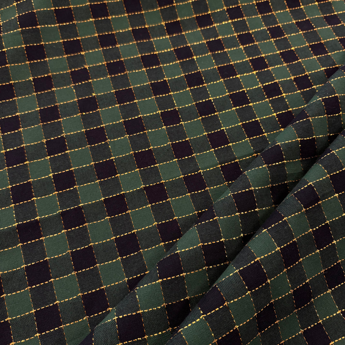 C868 Black green lurex Christmas tartan