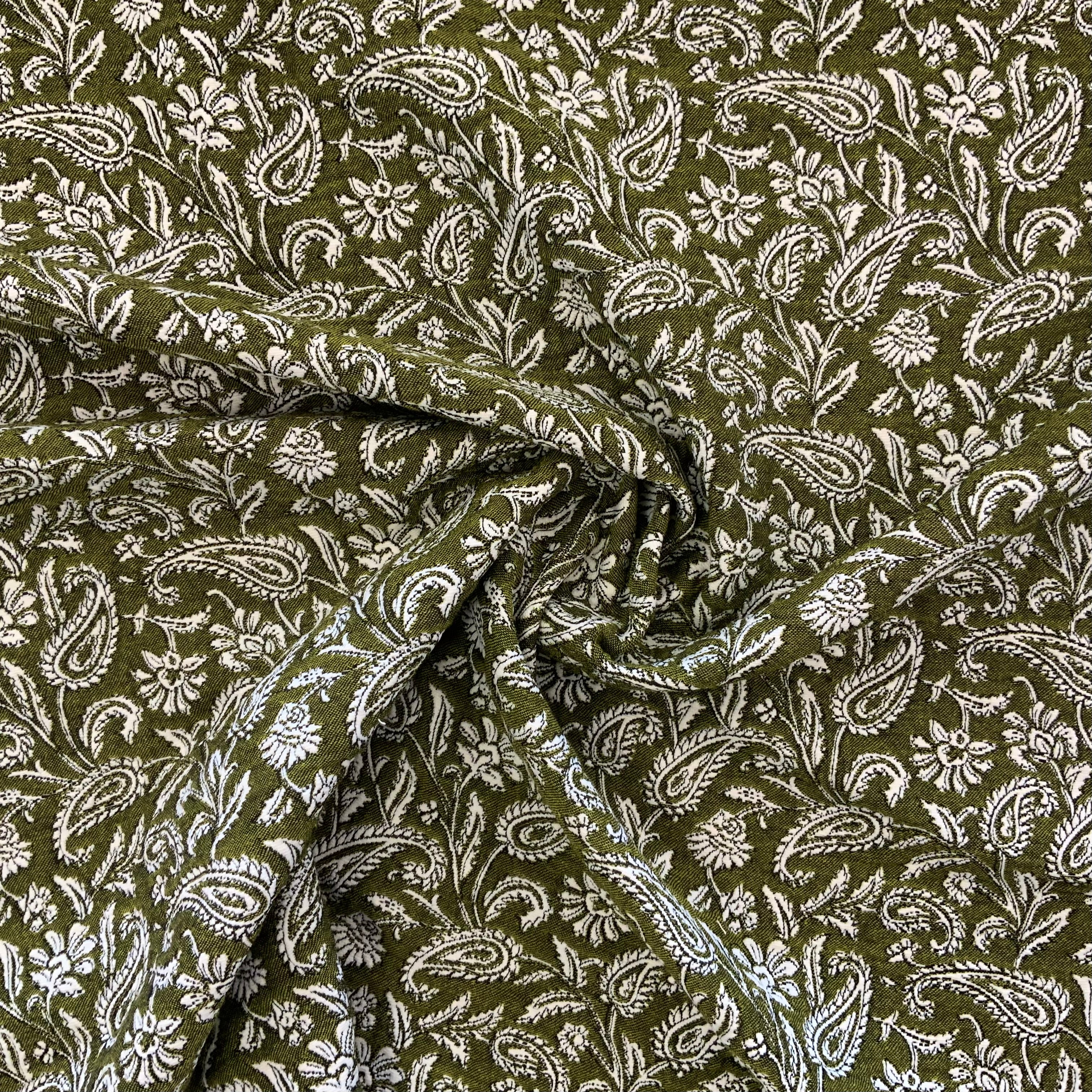 Paisley Reversible Textured Weave Olive H435