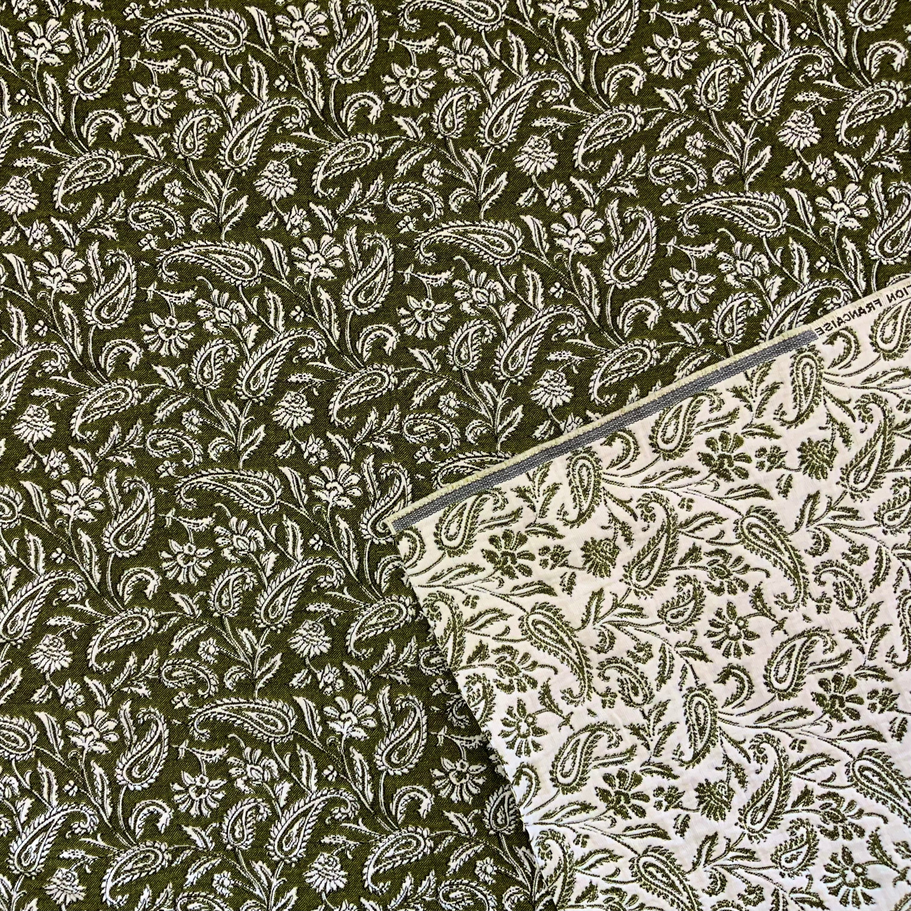 Paisley Reversible Textured Weave Olive H435