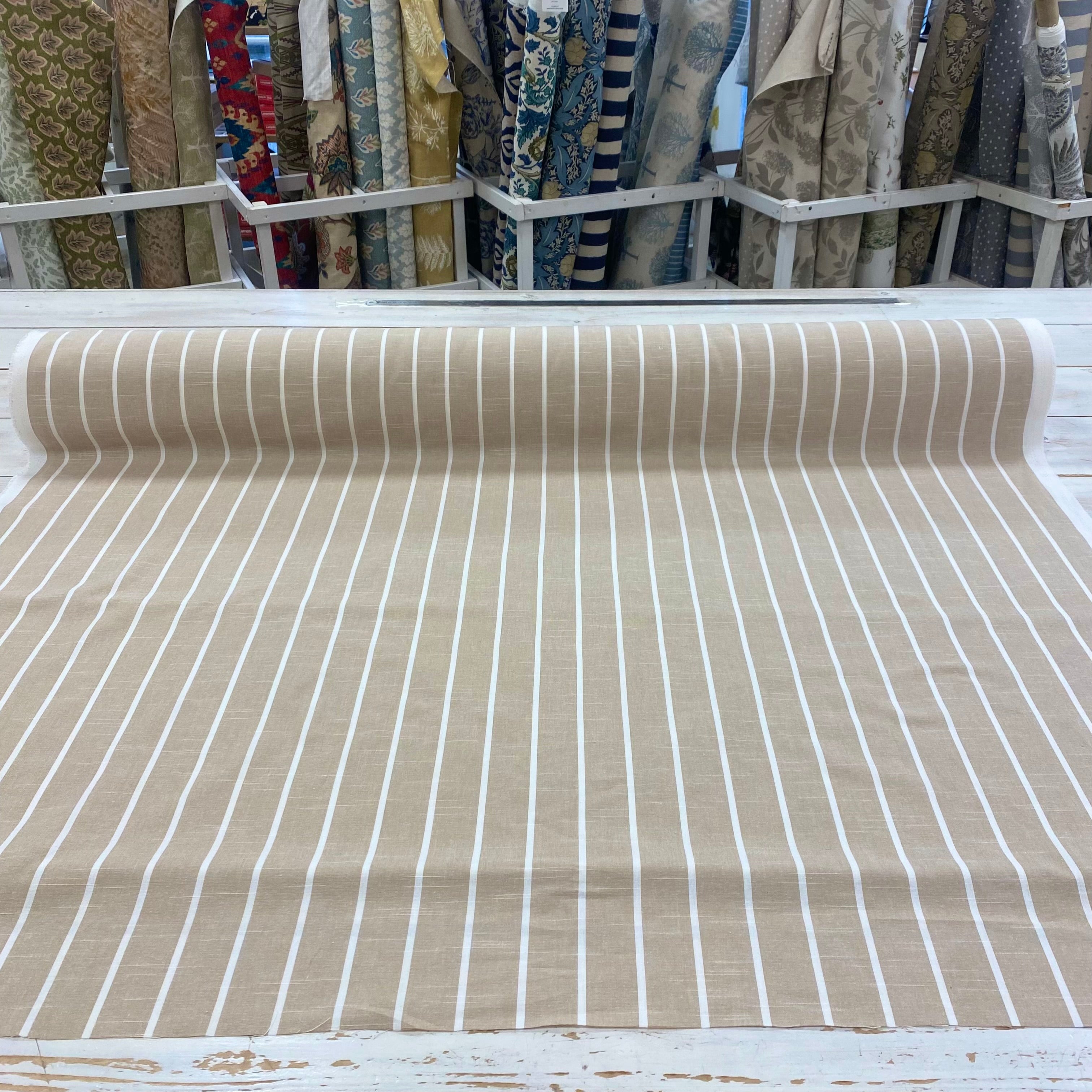 Natural Taupe Darcy woven cotton stripe Tex ex 2925